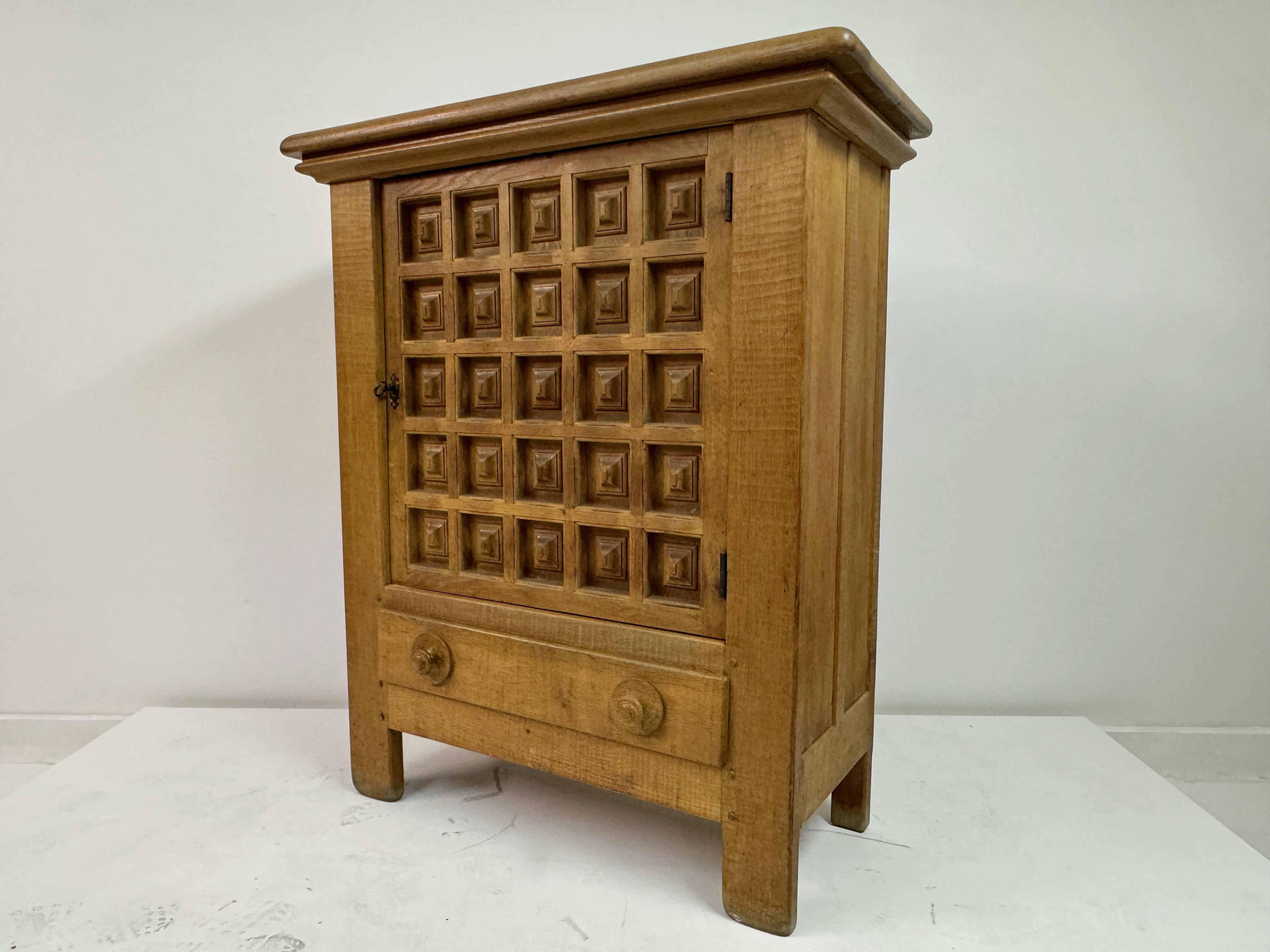 Dutch Carved Oak Brutalist Cupboard, 1960s For Sale 14