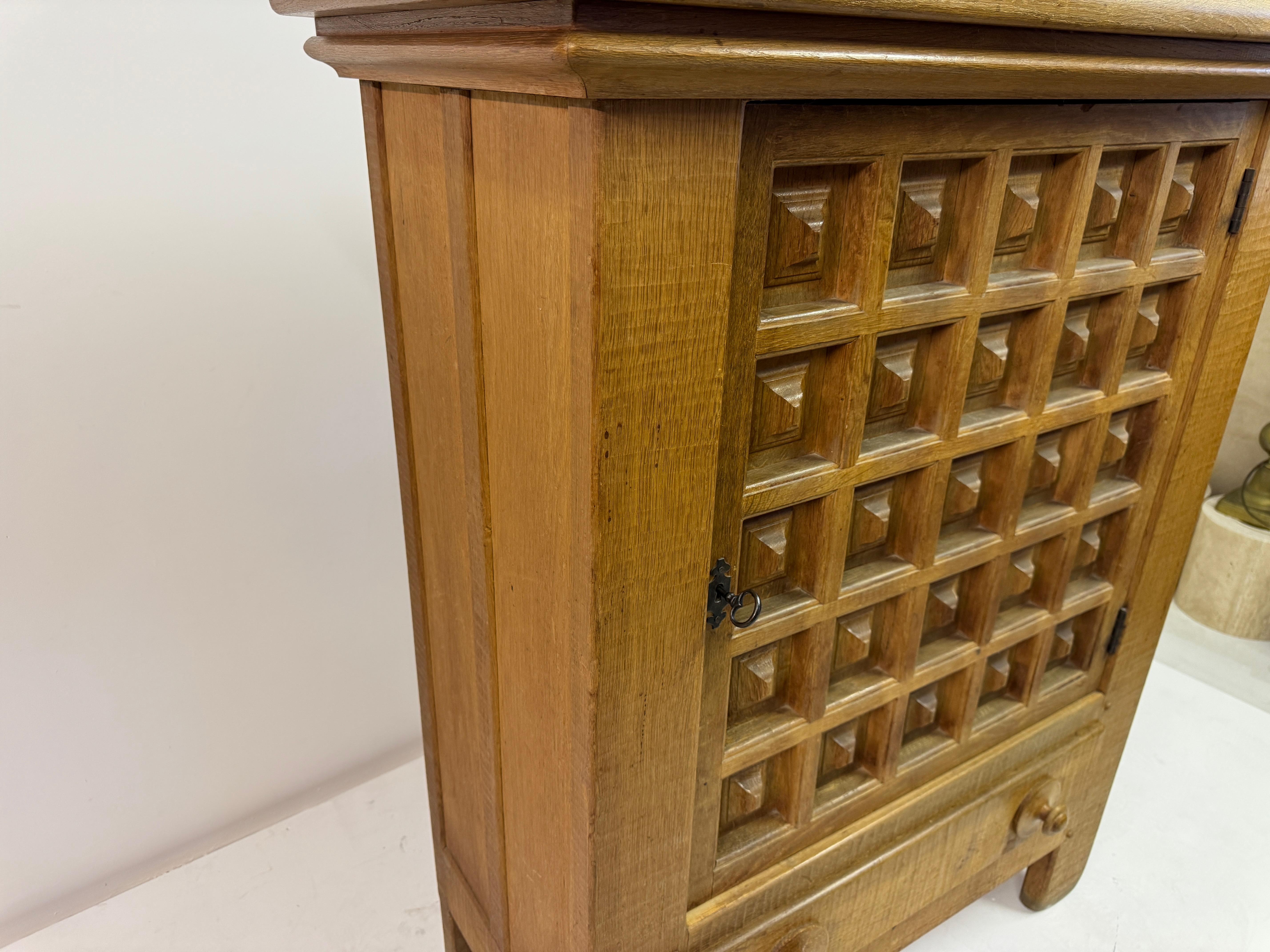 Dutch Carved Oak Brutalist Cupboard, 1960s For Sale 16