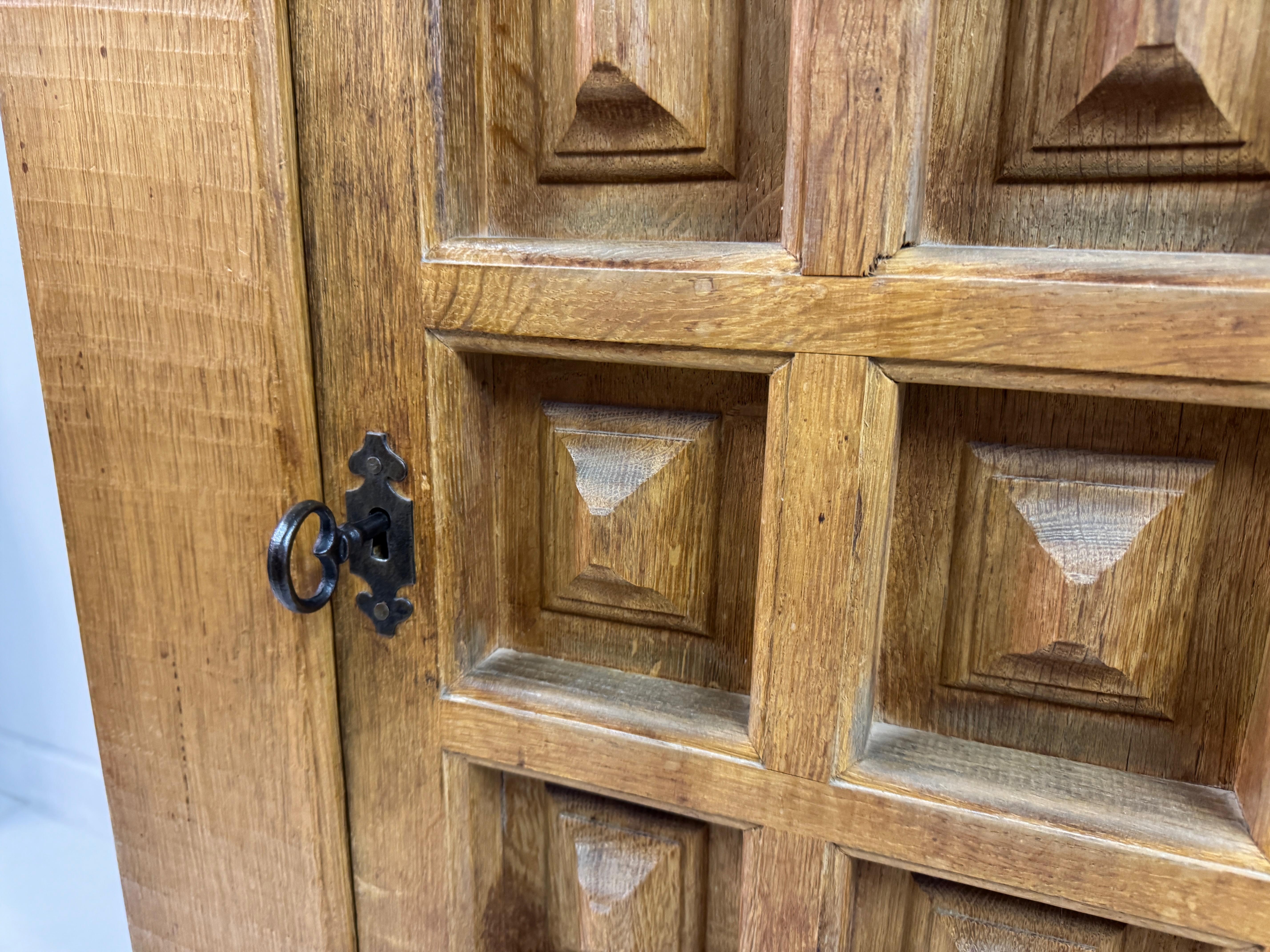 Dutch Carved Oak Brutalist Cupboard, 1960s For Sale 3