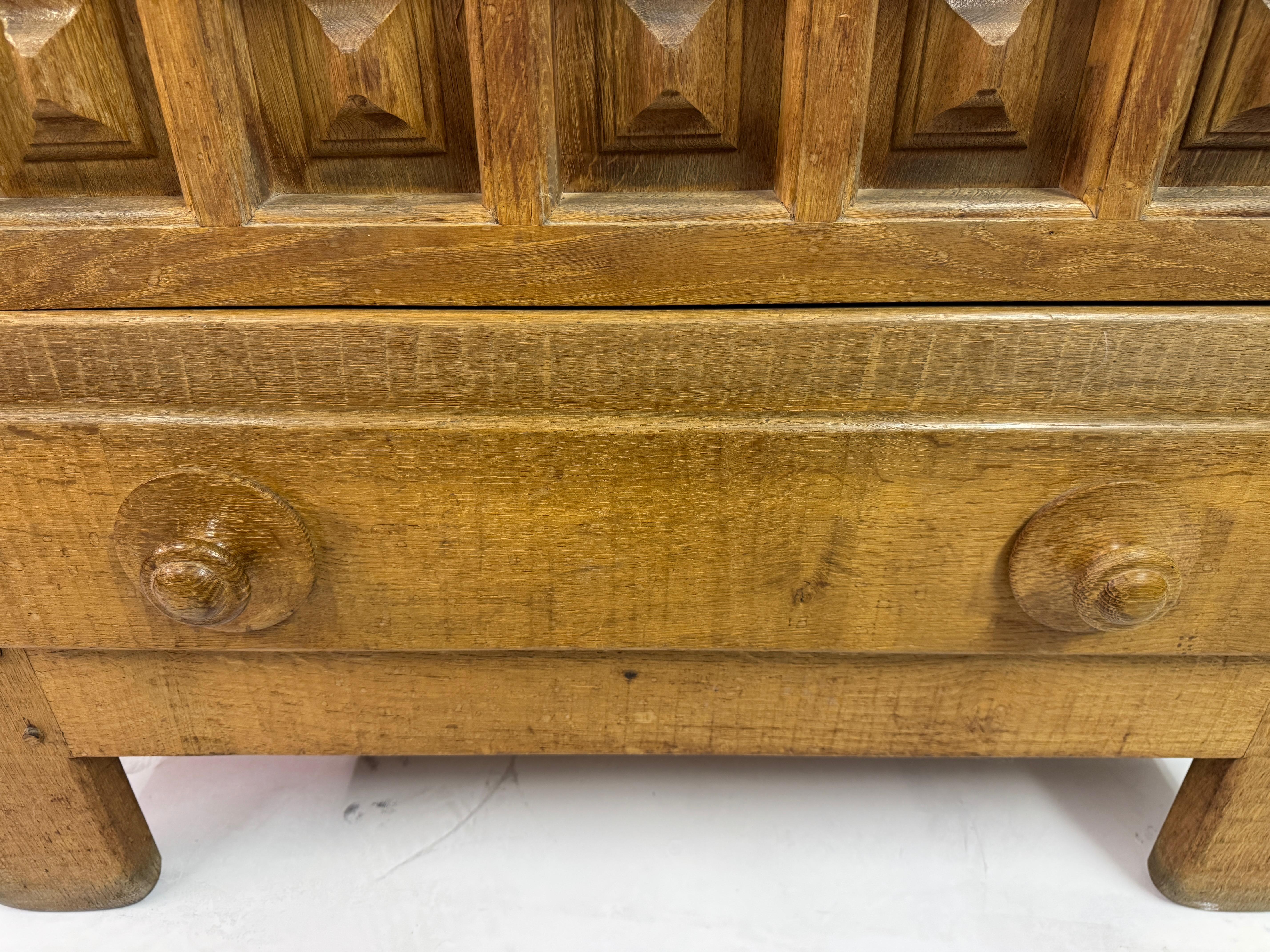 Dutch Carved Oak Brutalist Cupboard, 1960s For Sale 5