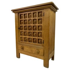 Dutch Carved Oak Brutalist Cupboard, 1960s