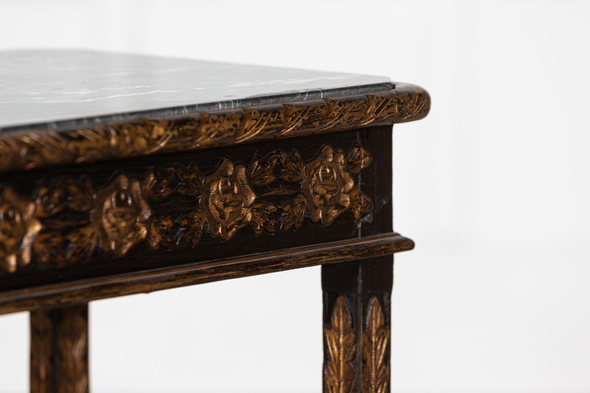 Dutch Carved Oak Guilt Marble Side Table 6