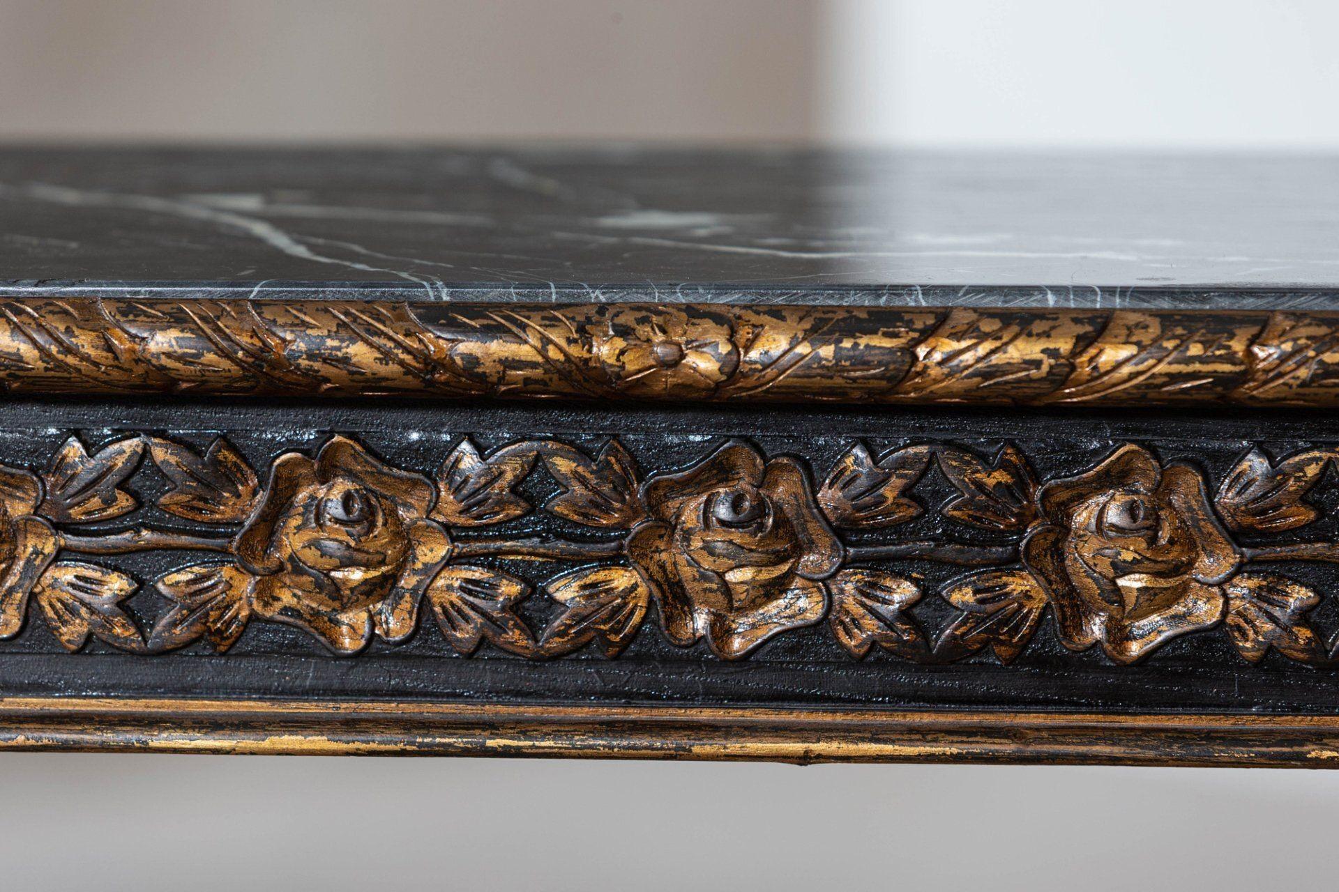 Dutch Carved Oak Guilt Marble Side Table 7