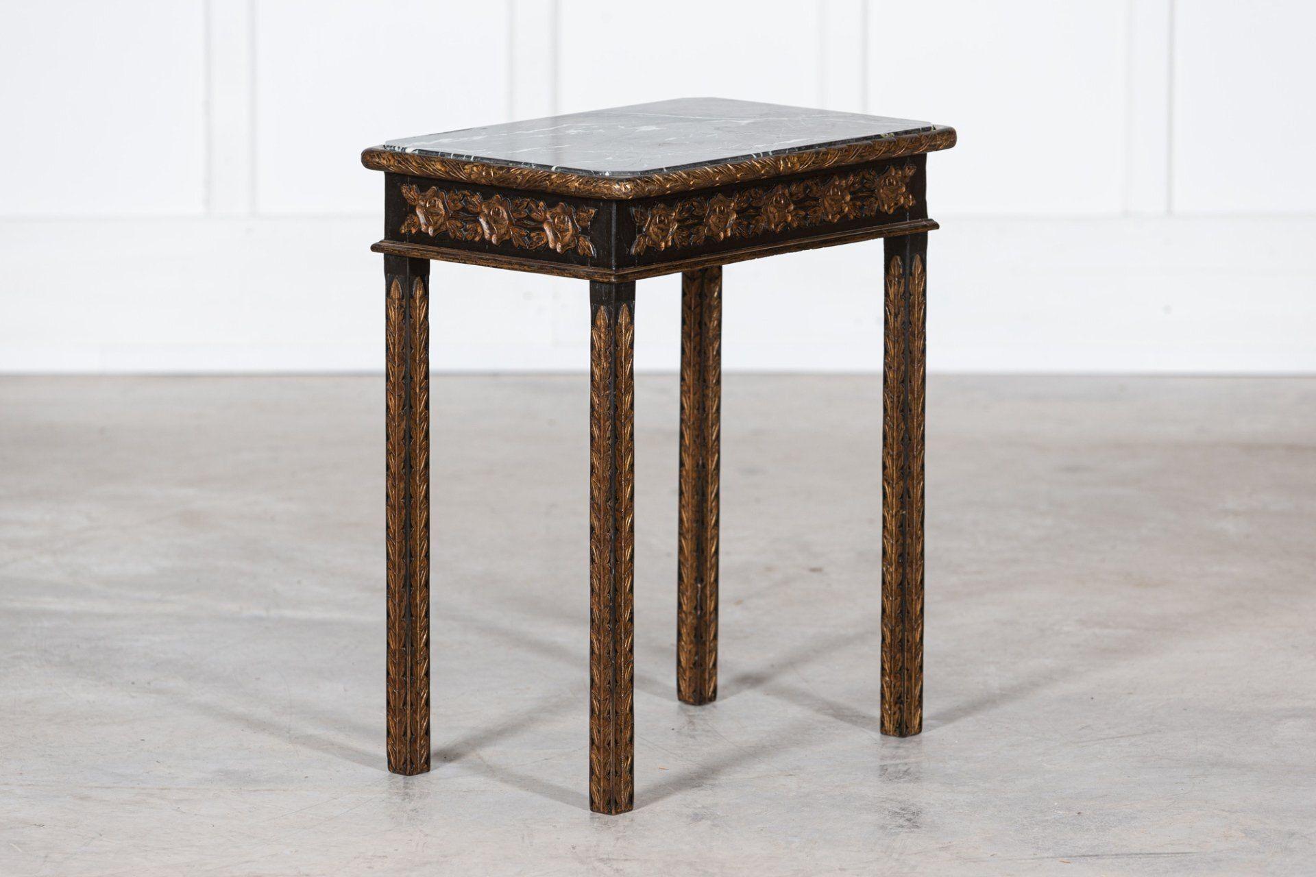 Dutch Carved Oak Guilt Marble Side Table In Good Condition In Staffordshire, GB