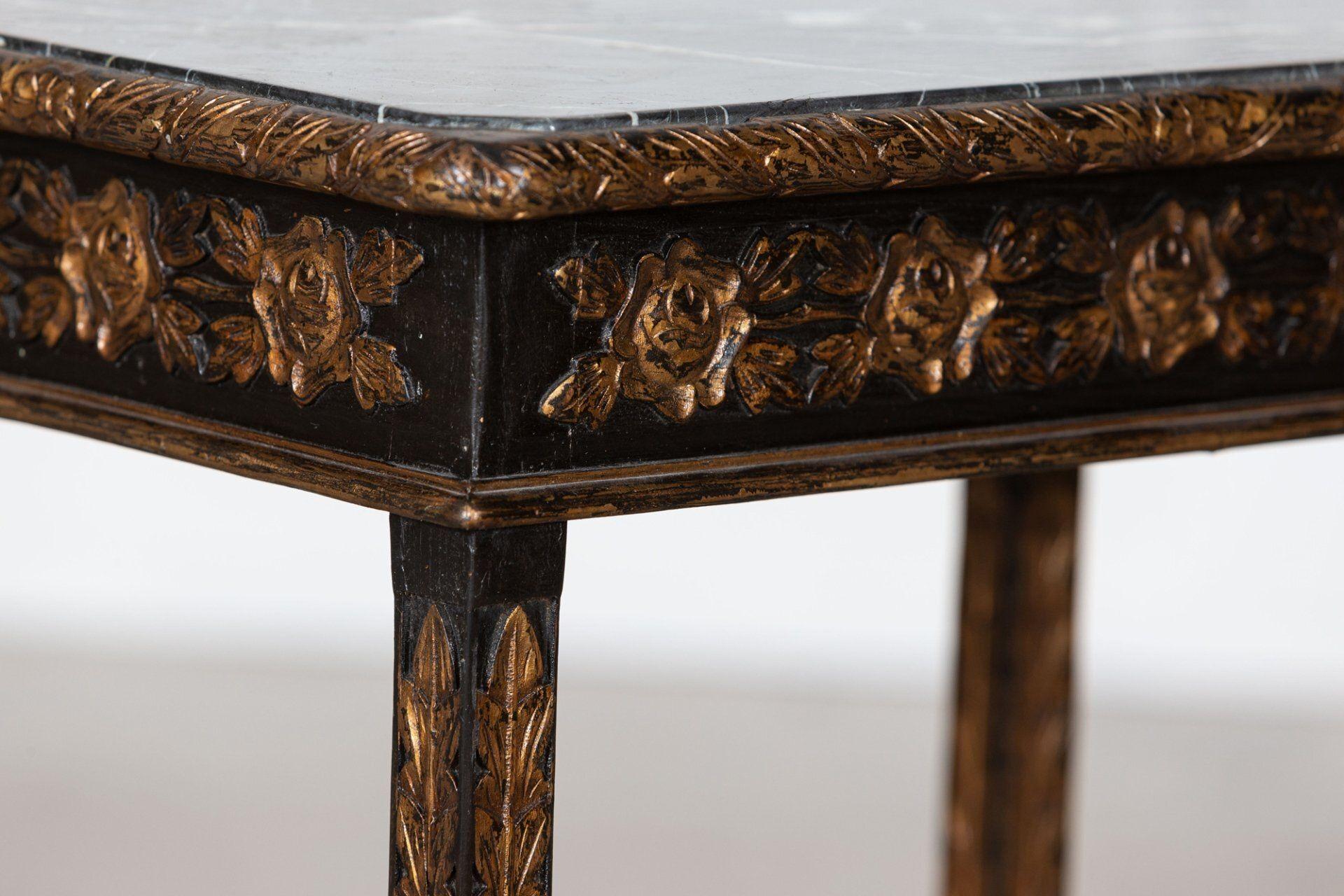 Dutch Carved Oak Guilt Marble Side Table 4