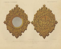 Dutch Carved Pocket Mirror, Sixteenth Century, Antique Print, 1851