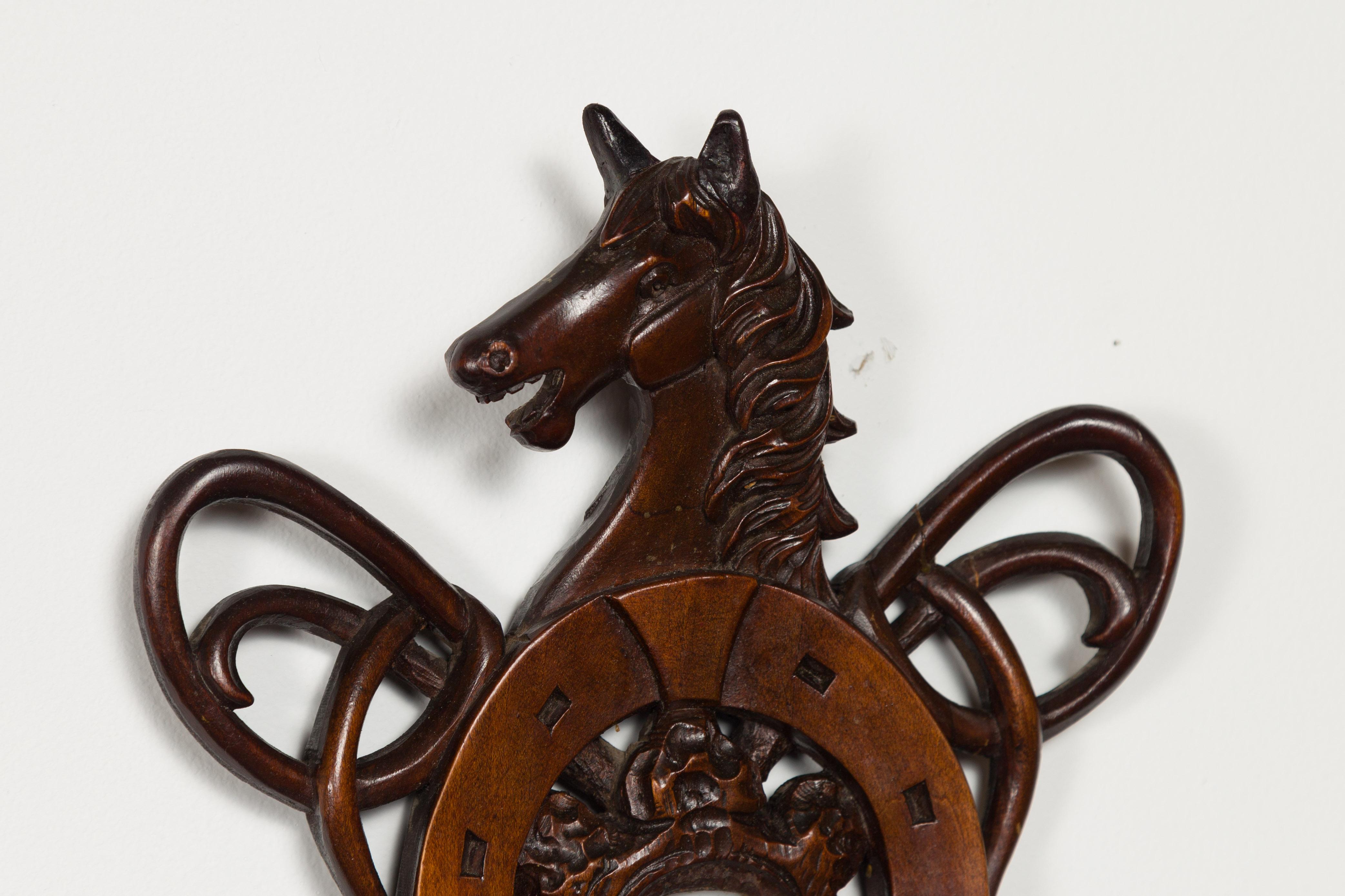 Dutch Carved Wooden Barometer with Horse Motif by Gebroeders Caminada, Rotterdam For Sale 2