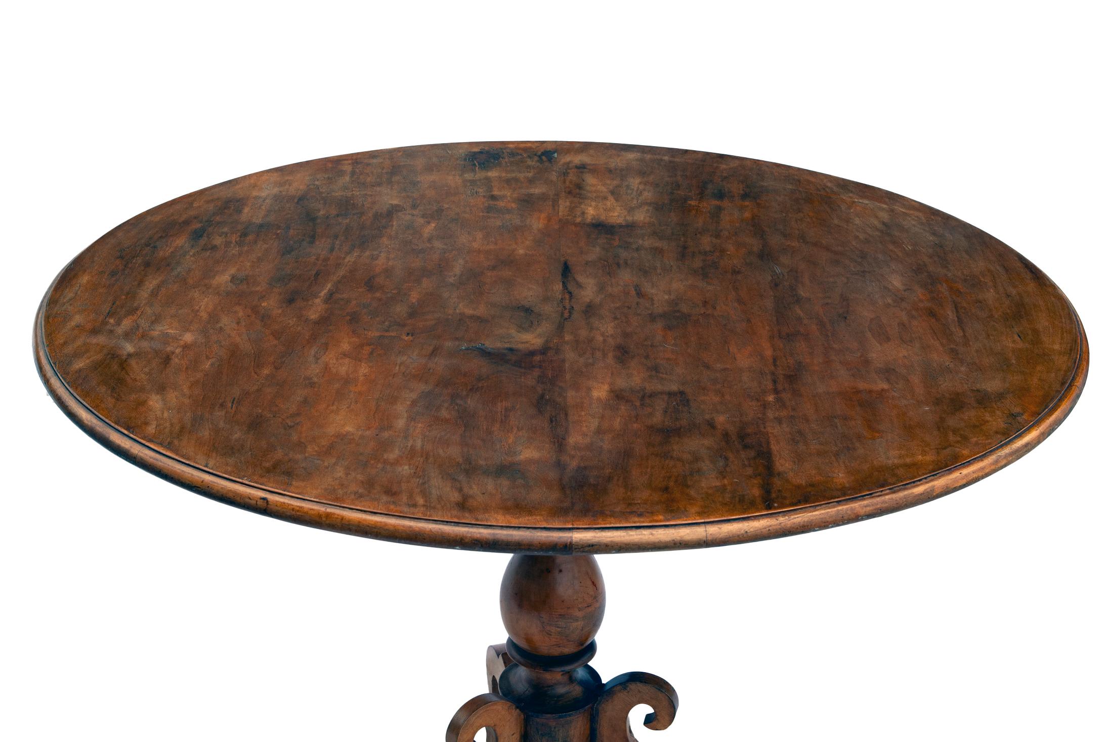 Hand-Carved Dutch Center Table /Tripod Legs & Pedestal Round Table
