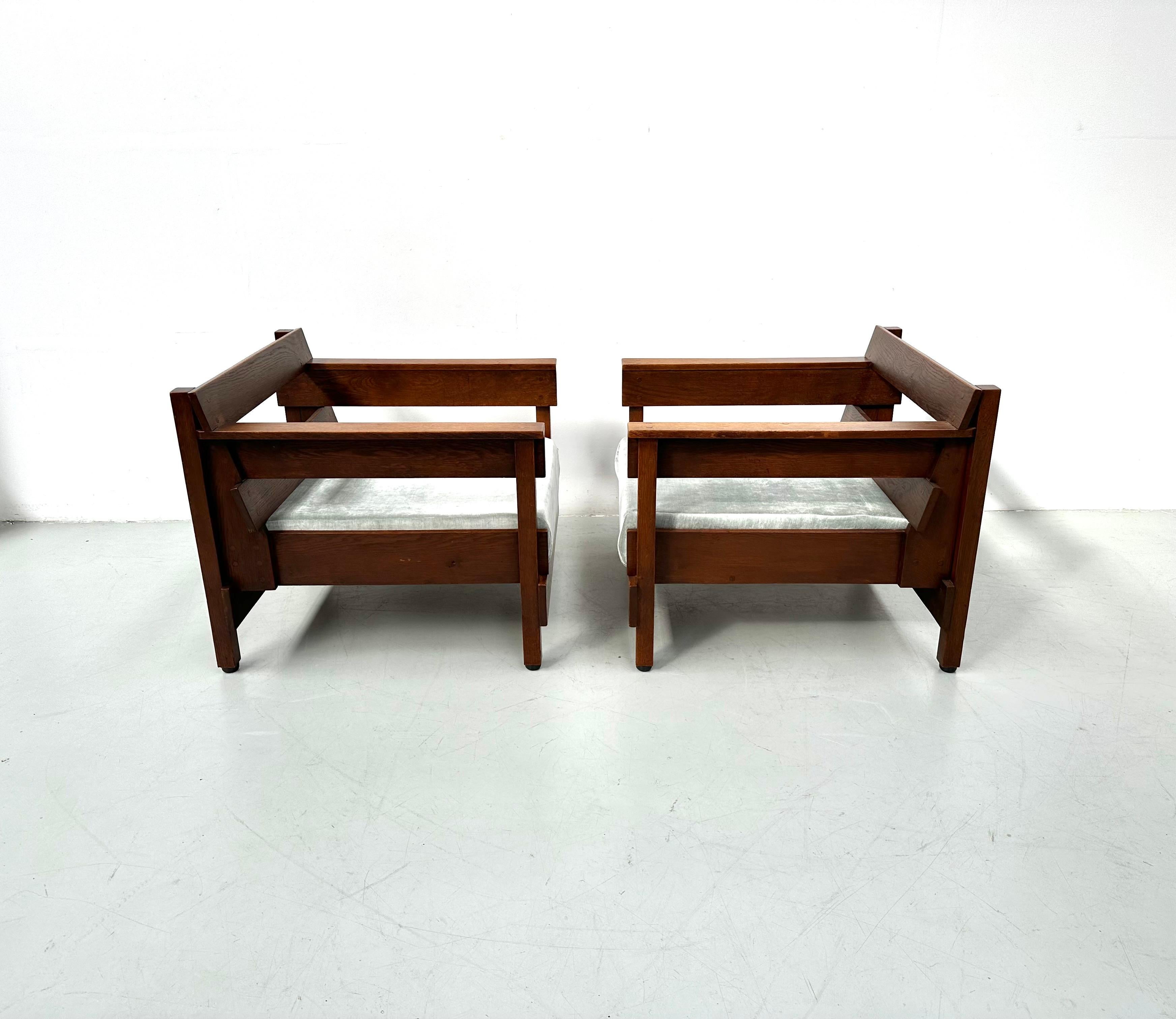Dutch Mid Century Brutalist Oak Armchairs by Paul Bromberg for Metz & Co, 1950s. 6