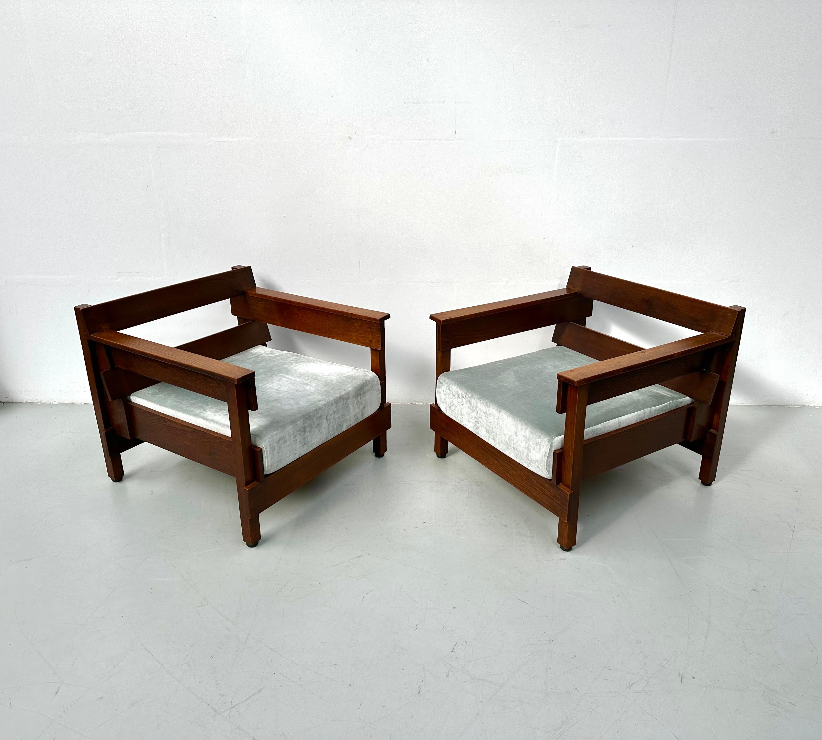 Dutch Mid Century Brutalist Oak Armchairs by Paul Bromberg for Metz & Co, 1950s. 7
