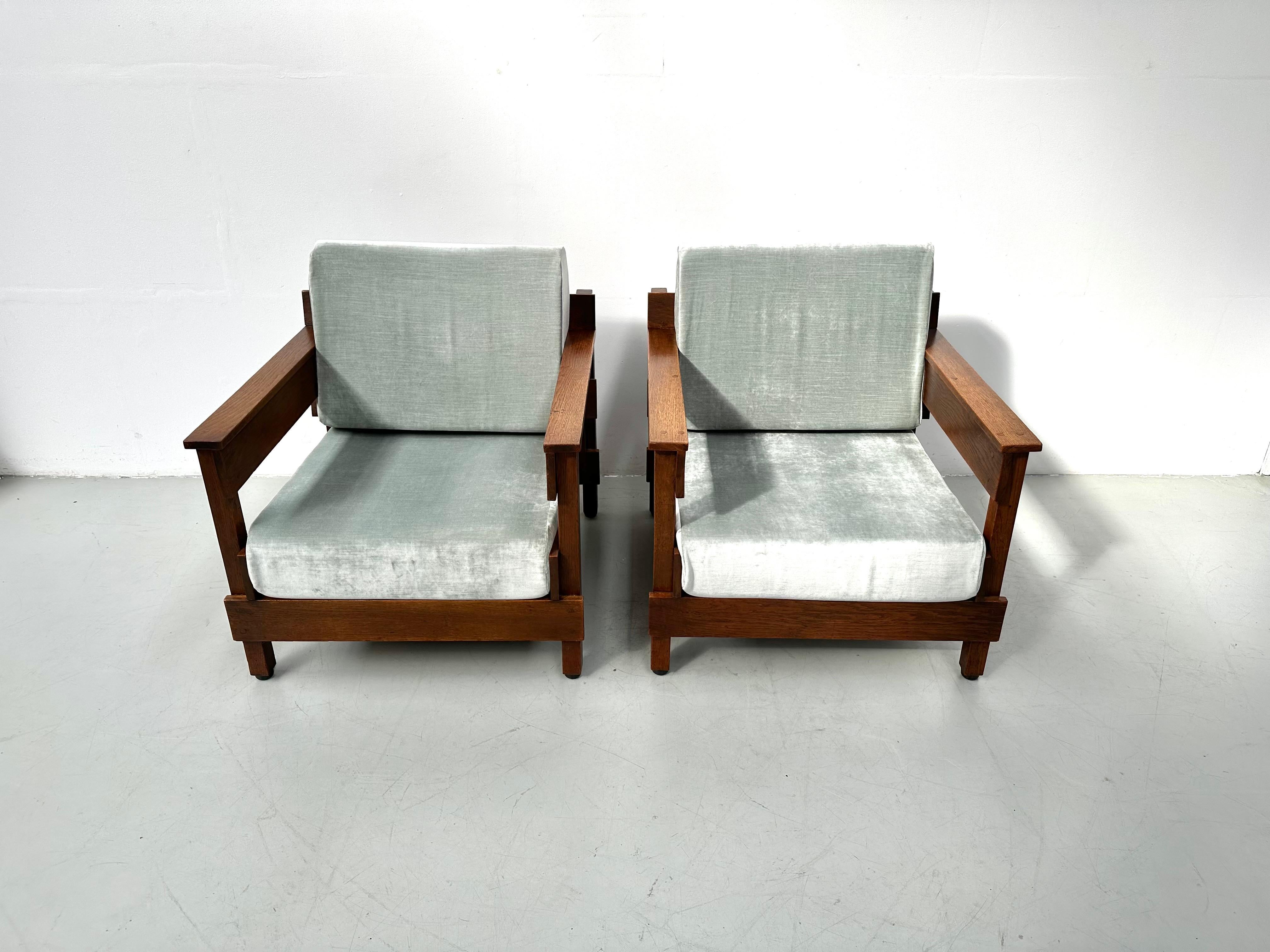 Dutch Mid Century Brutalist Oak Armchairs by Paul Bromberg for Metz & Co, 1950s. 3