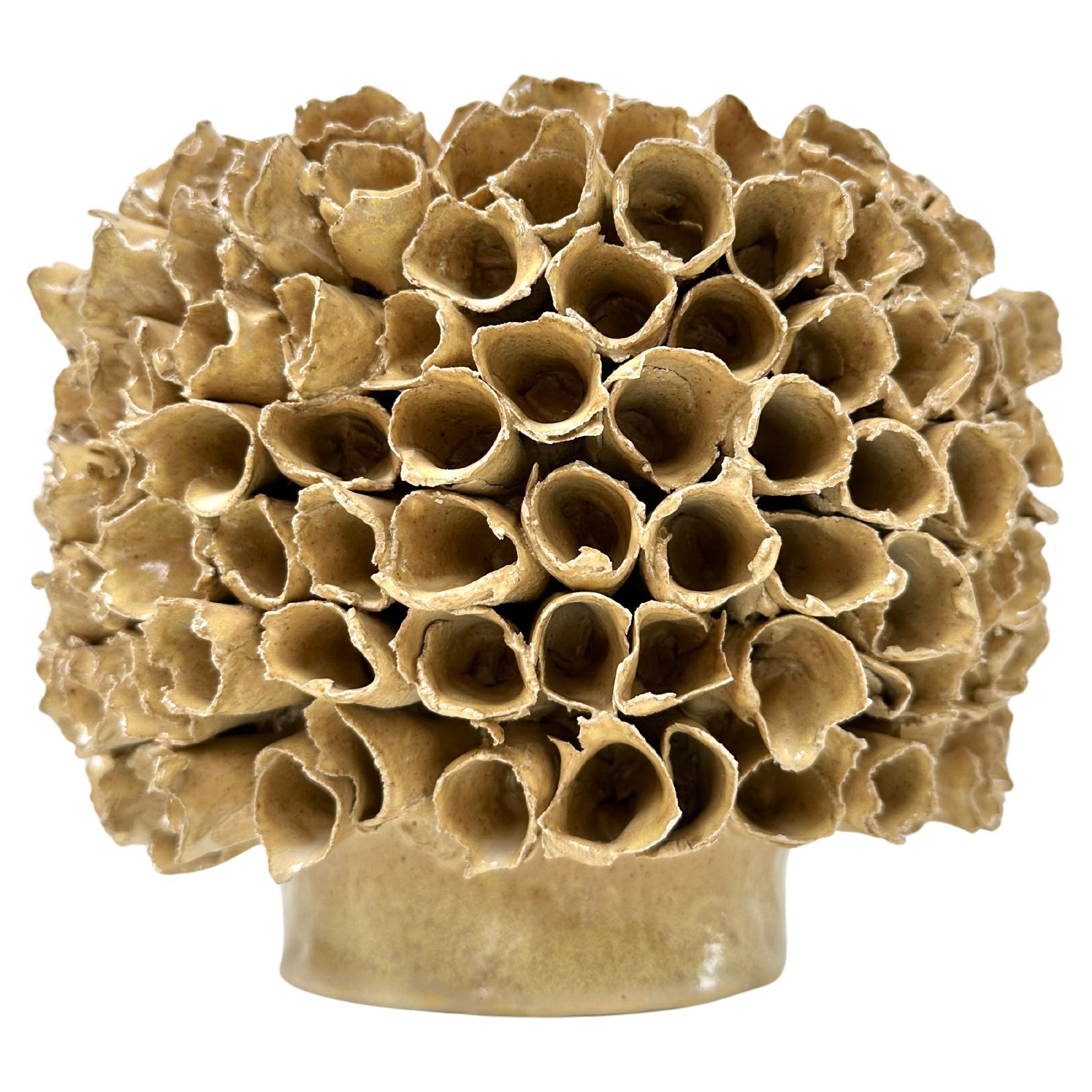 This original ceramic “Coral” Vase was designed and handmade in the 90s by Maria Verhaegh. An artist born in the Netherlands in 1942. In great condition.