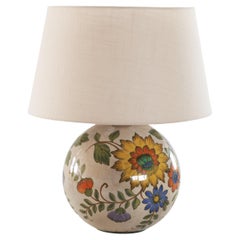 Dutch Ceramic Table Lamp with Floral Decor