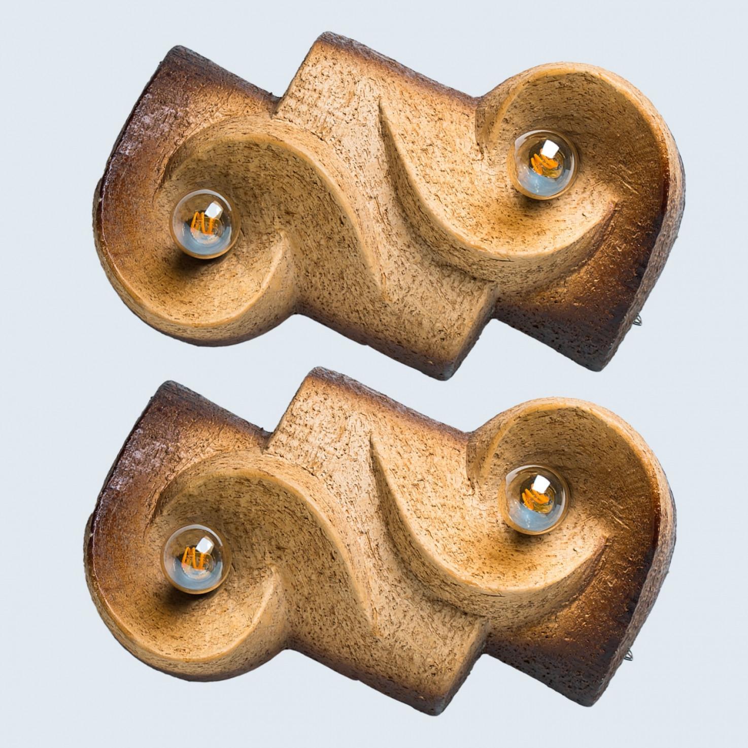 Dutch Cermamic Wall Sconces/ Lights, 1970s In Good Condition For Sale In Rijssen, NL