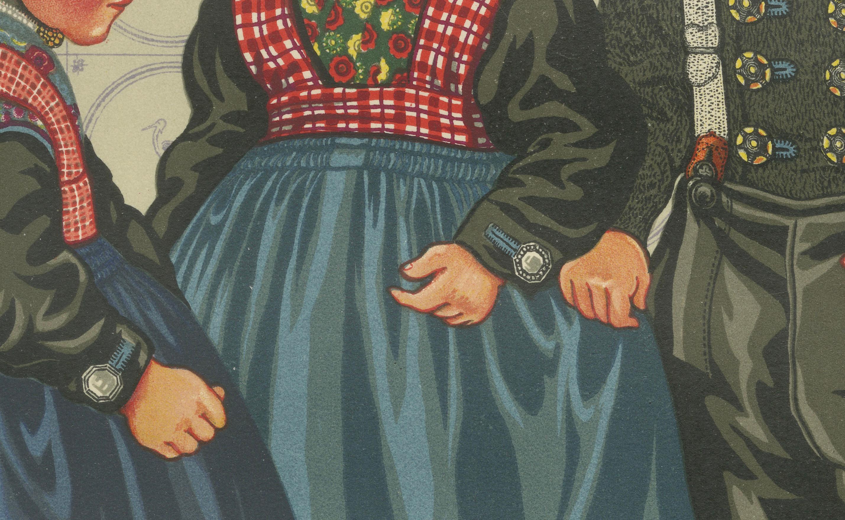Niederländische Kinder in traditionellem Staphorstkleid mit blauem Delfter Kachelgrund im Zustand „Gut“ im Angebot in Langweer, NL