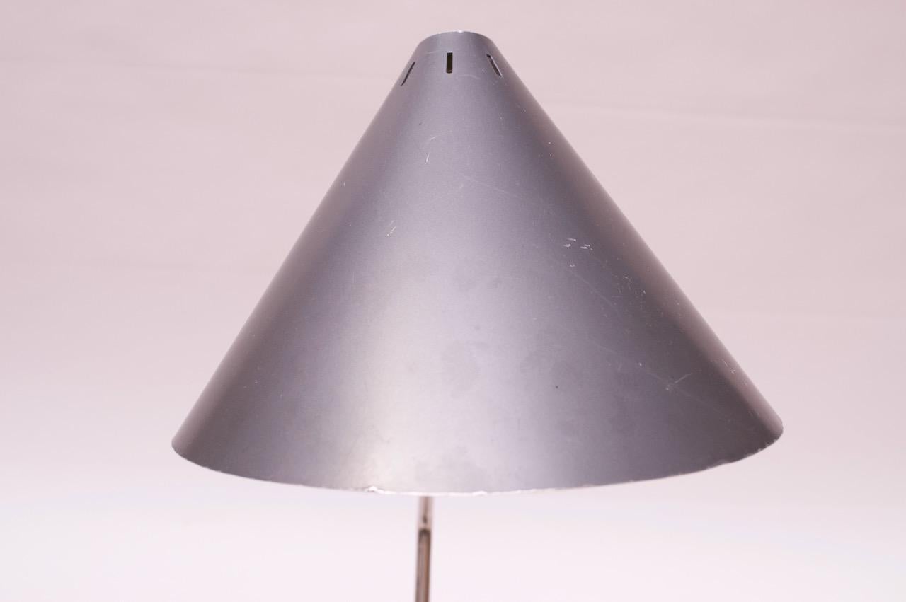 Dutch Chrome and Painted Gray Metal Task Lamp with Oversized Shade by Hala For Sale 7