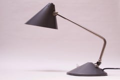 Dutch Chrome and Painted Gray Metal Task Lamp with Oversized Shade by Hala