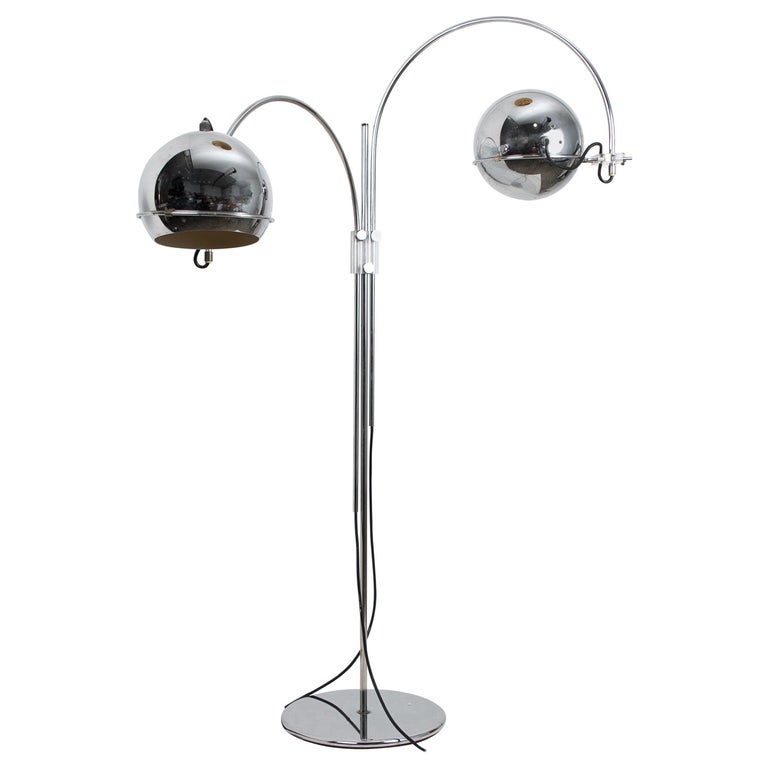 Dutch Chrome Floor Lamp from Gepo, Double Eye-Ball, 1960s at 1stDibs