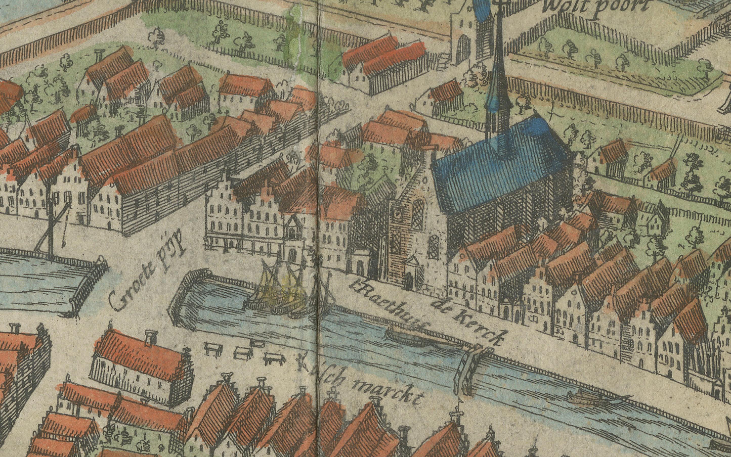 Pianta della città olandese di Sloten in Frisia di N. Van Geelkercken, colorata a mano 1616 in vendita 2