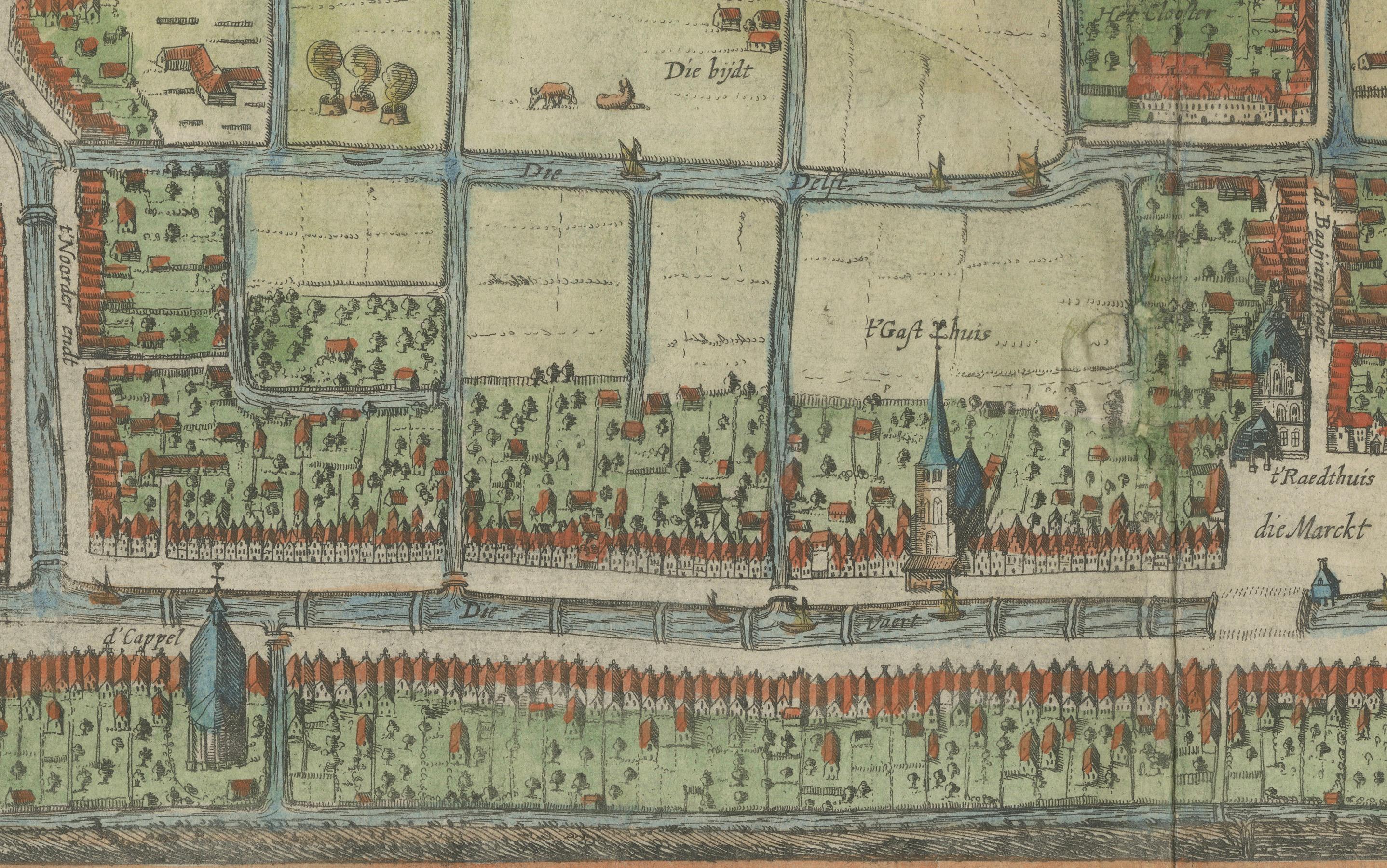 Workum in Friesland par Nicolaes van Geelkercken, carte coloriée à la main vers 1616

Cette magnifique gravure intitulée 