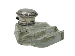 Dutch clear crystal with Silver Inkwell, circa 1850