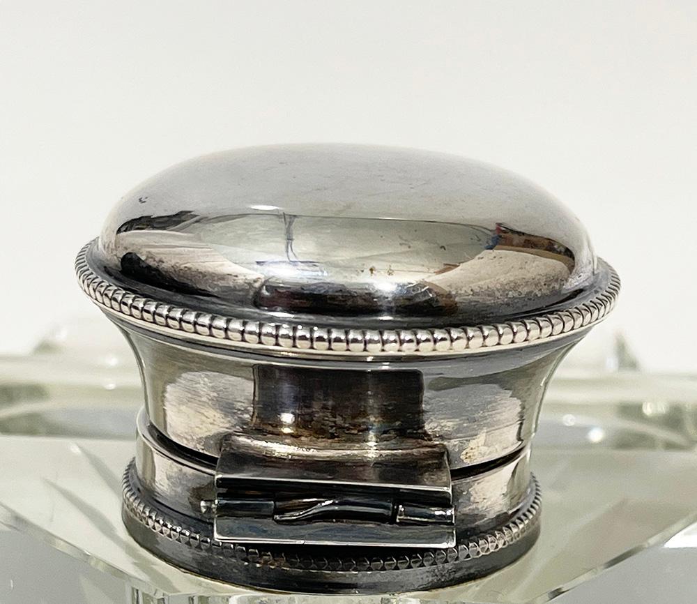 Olandese Calamaio olandese in cristallo trasparente e argento, circa 1850 in vendita