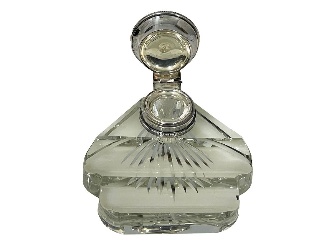 Argento Calamaio olandese in cristallo trasparente e argento, circa 1850 in vendita
