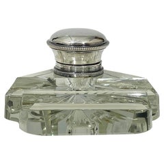 Dutch clear crystal with Silver Inkwell, circa 1850