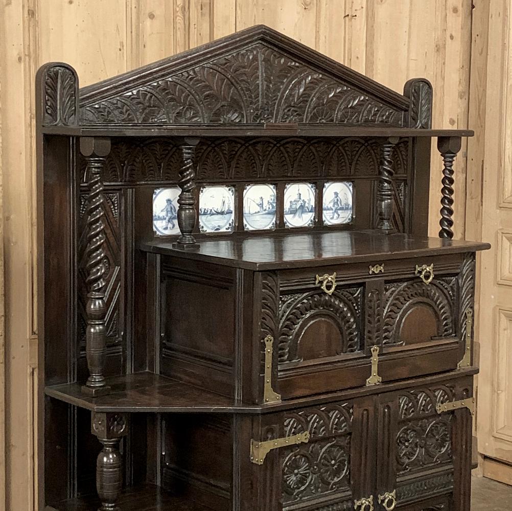 Hand-Carved Dutch Collector's Cabinet, 18th Century Renaissance Style