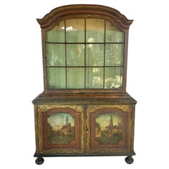 Dutch Colonial 18th Century Polychrome Painted Cabinet