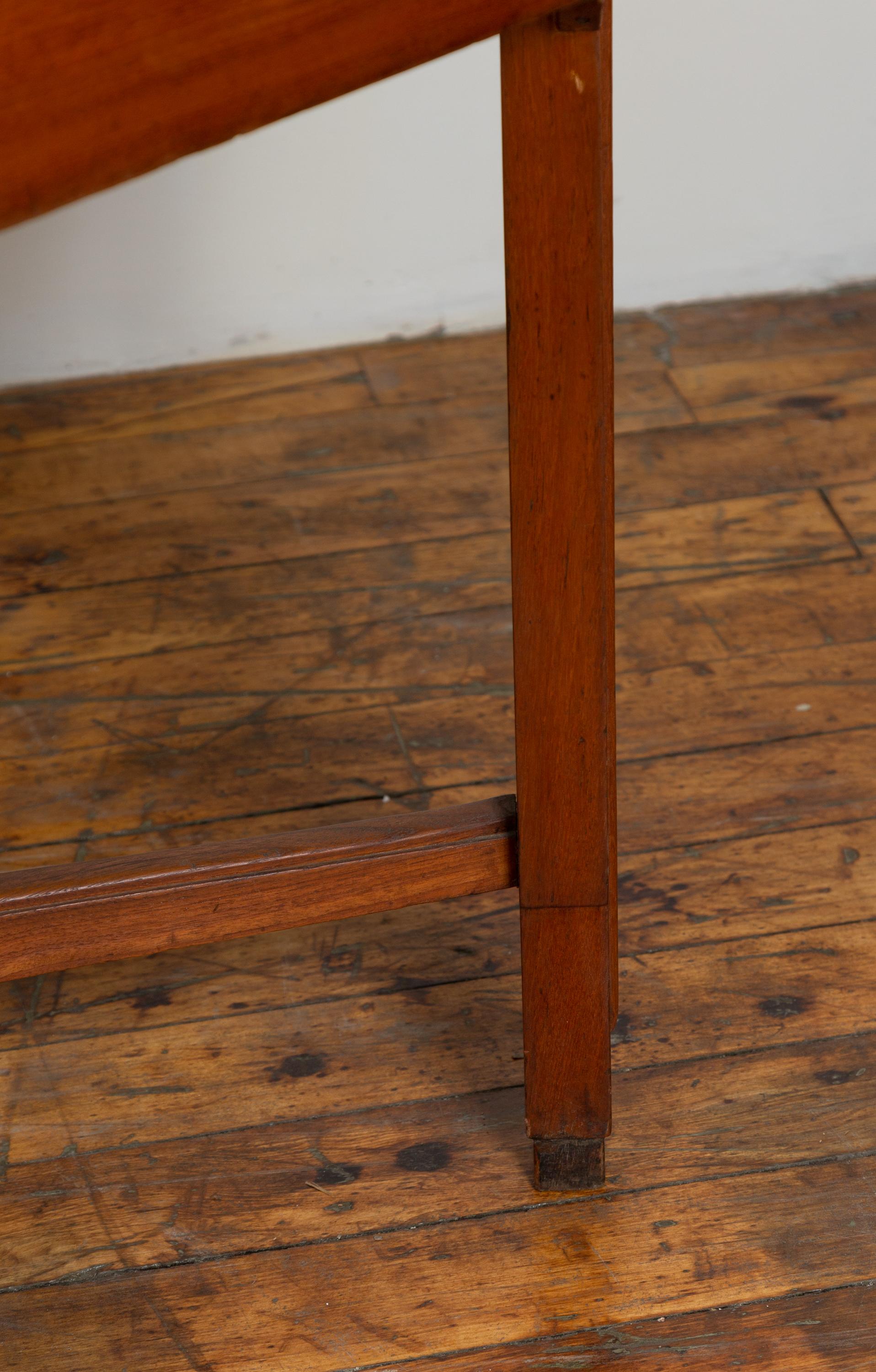 Wood Dutch Colonial Antique Extension Dining Table with Folding Central Leaf