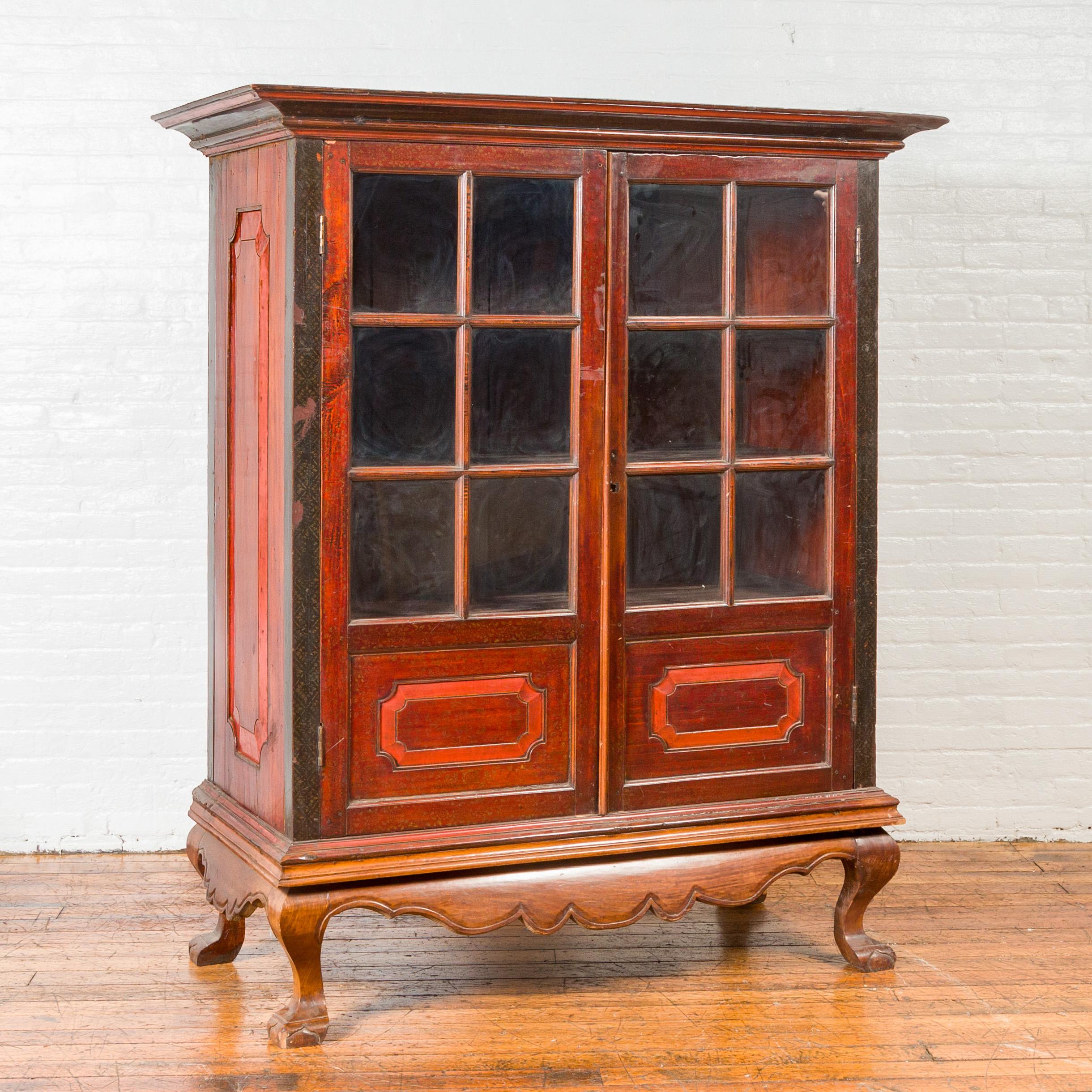 antique cabinet with glass doors