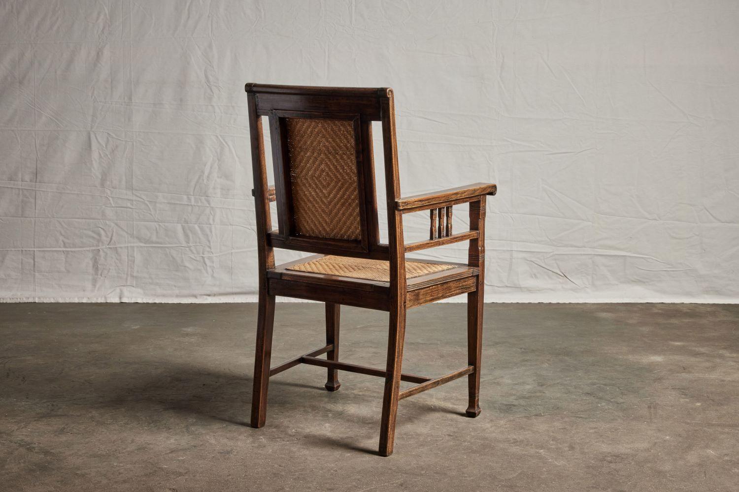 Cane Dutch Colonial Arm Chair For Sale