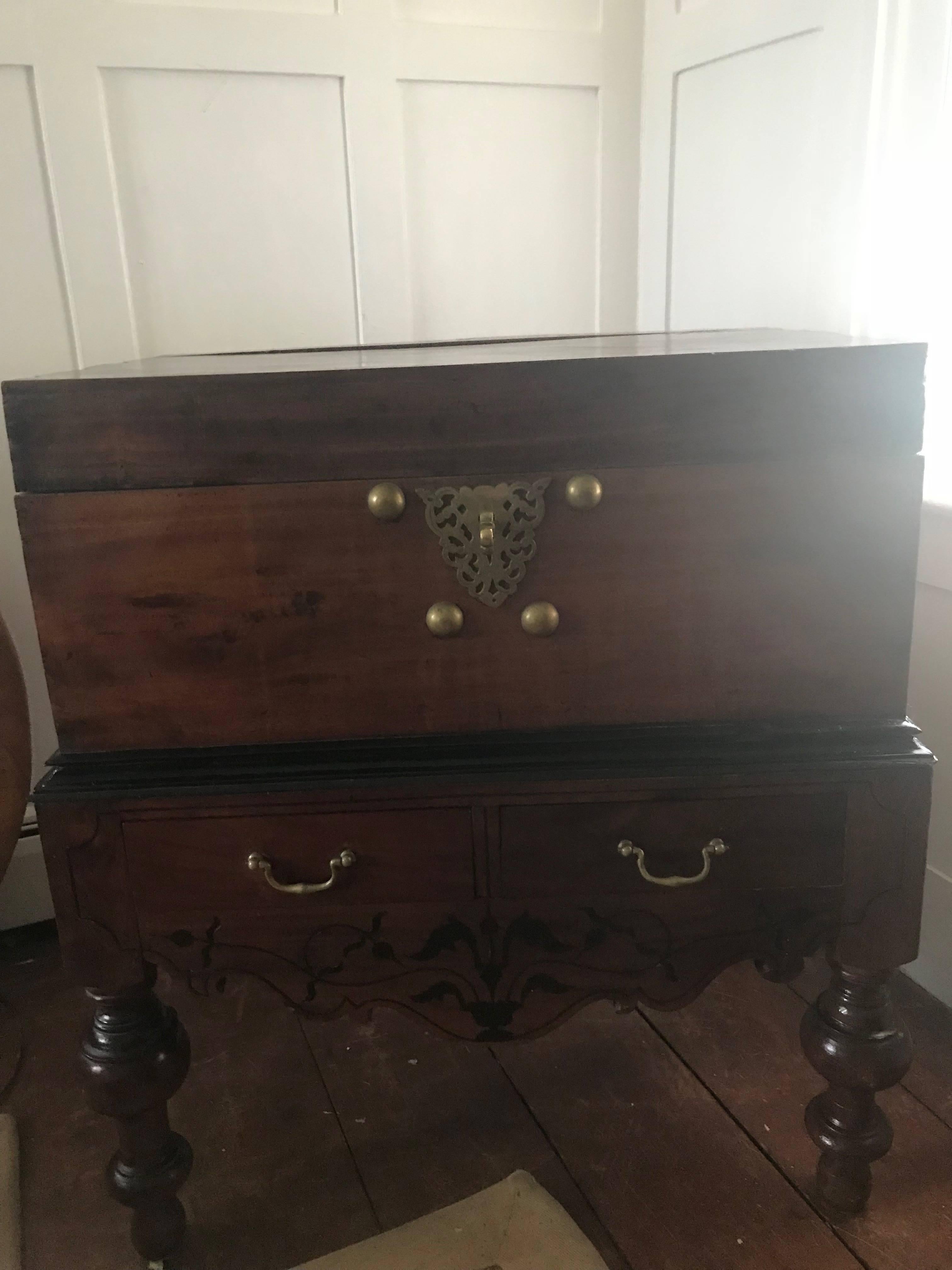Sri Lankan Dutch Colonial, Ceylonese, Chest on Stand, Sri Lanka, circa 1890