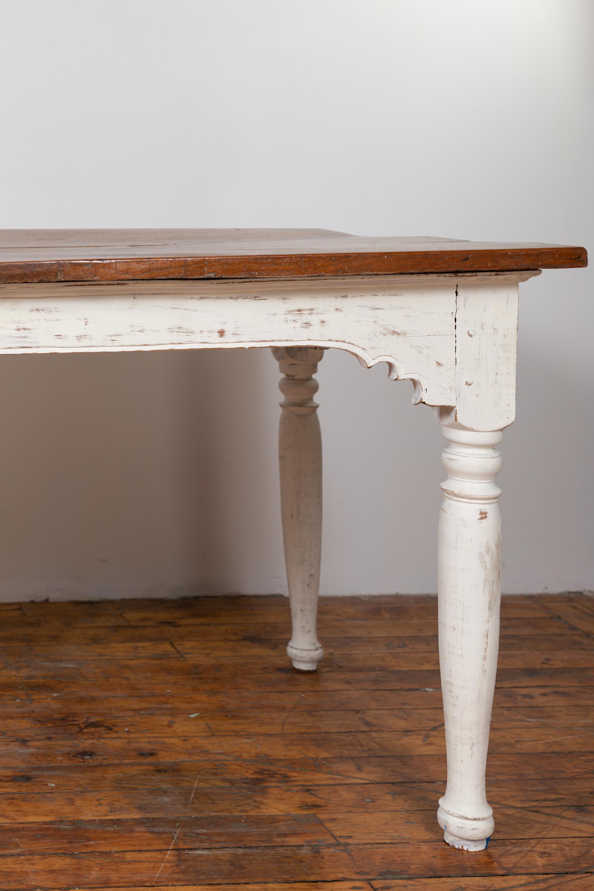 white table with wood top