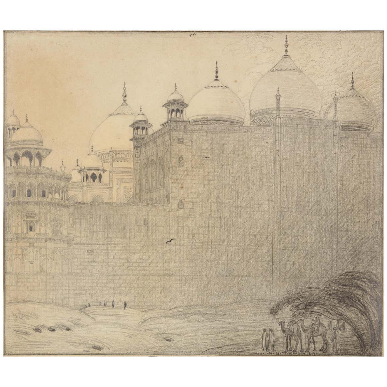 Dutch Colonial Drawing by WOJ Nieuwenkamp - Taj Mahal, Agra, India ...