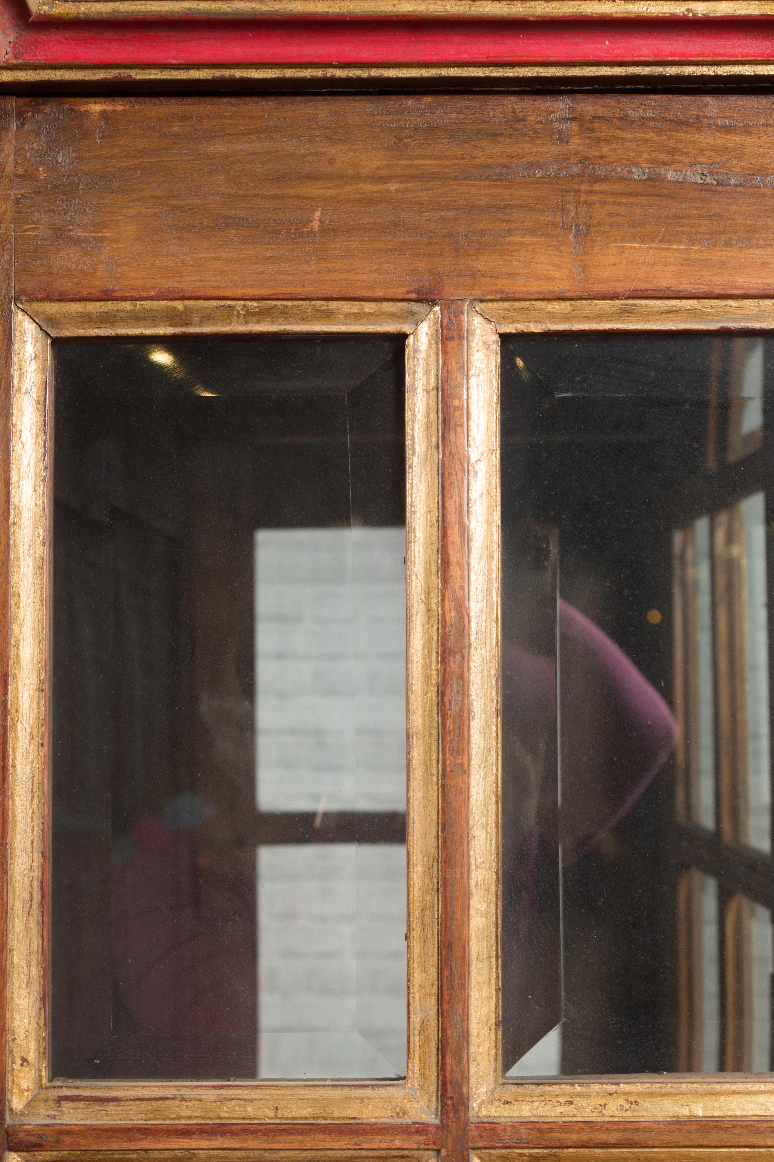 Dutch Colonial Early 20th Century Cabinet with Gilded Accents and Glass Doors For Sale 10