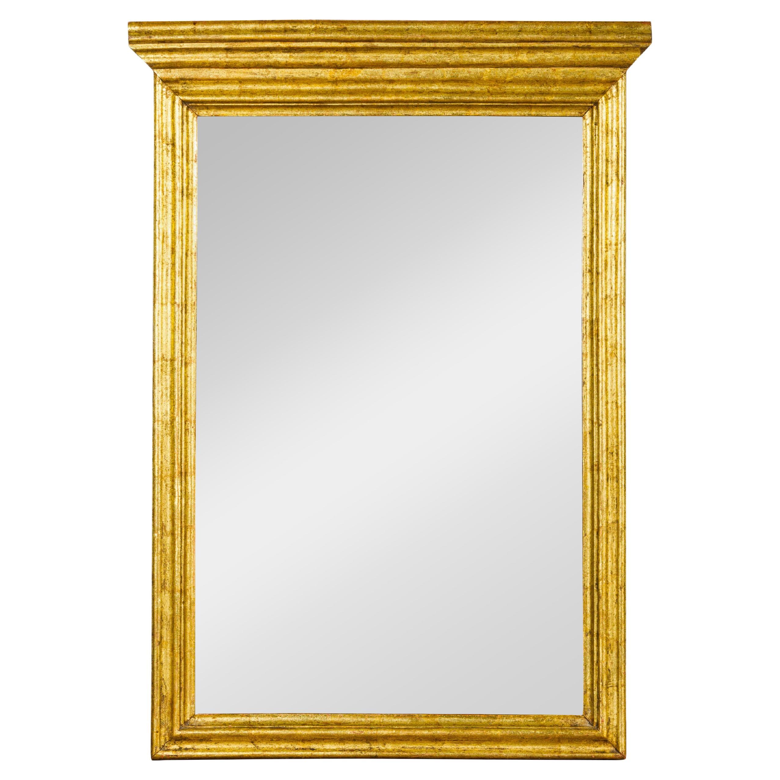 Dutch Colonial Gold Leaf Trumeau Mirror with Beveled Glass, Vintage For Sale