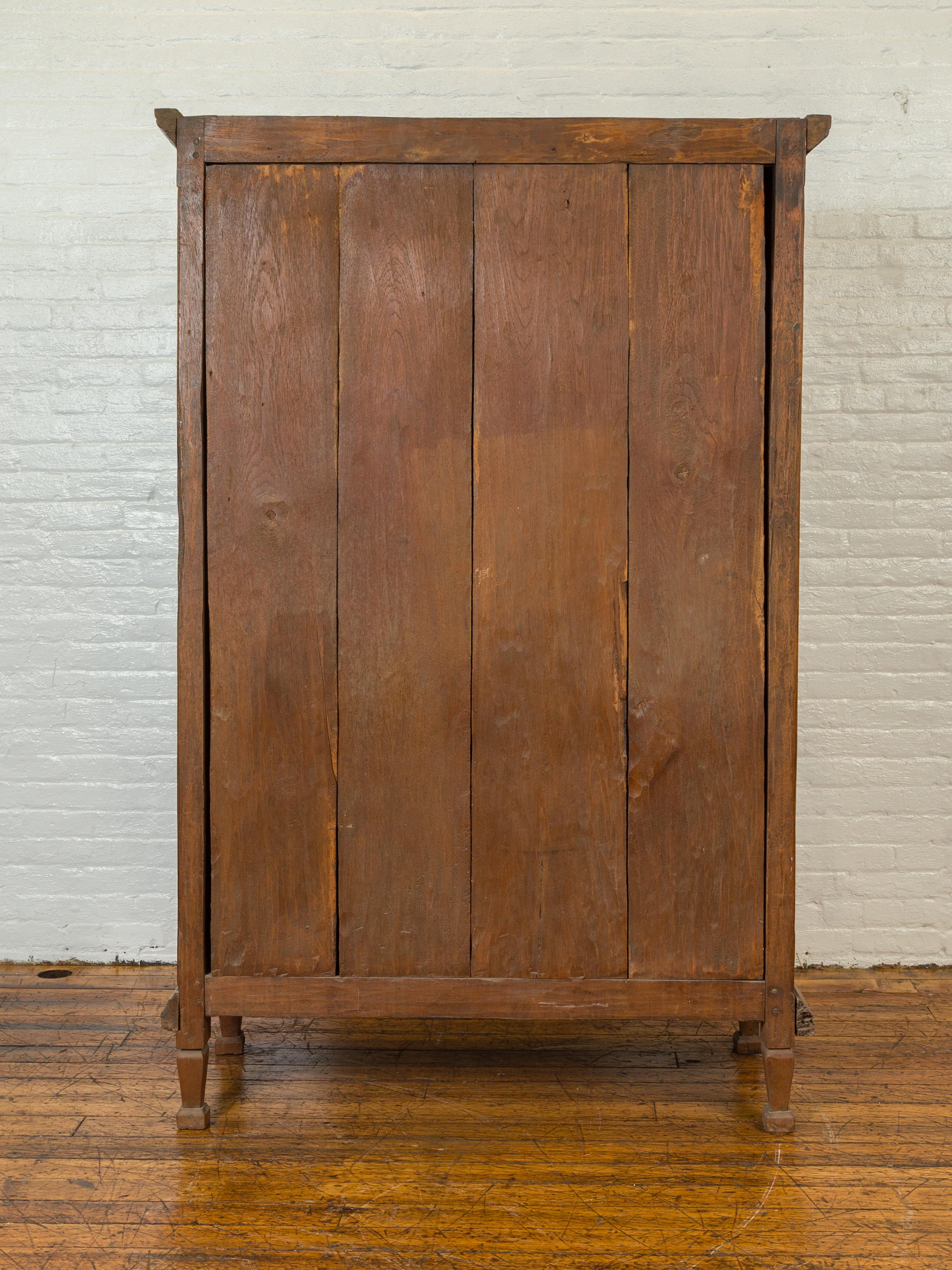 Dutch Colonial Late 19th Century Teak Wood Cabinet with Carved Fan Motifs 7