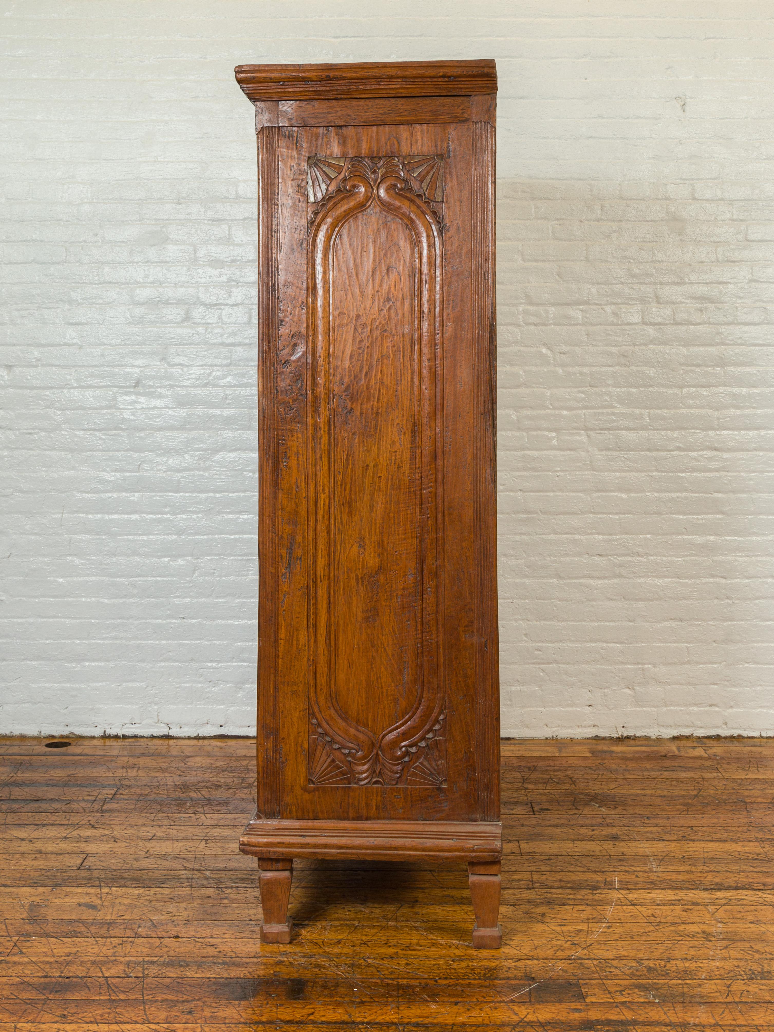Dutch Colonial Late 19th Century Teak Wood Cabinet with Carved Fan Motifs 8