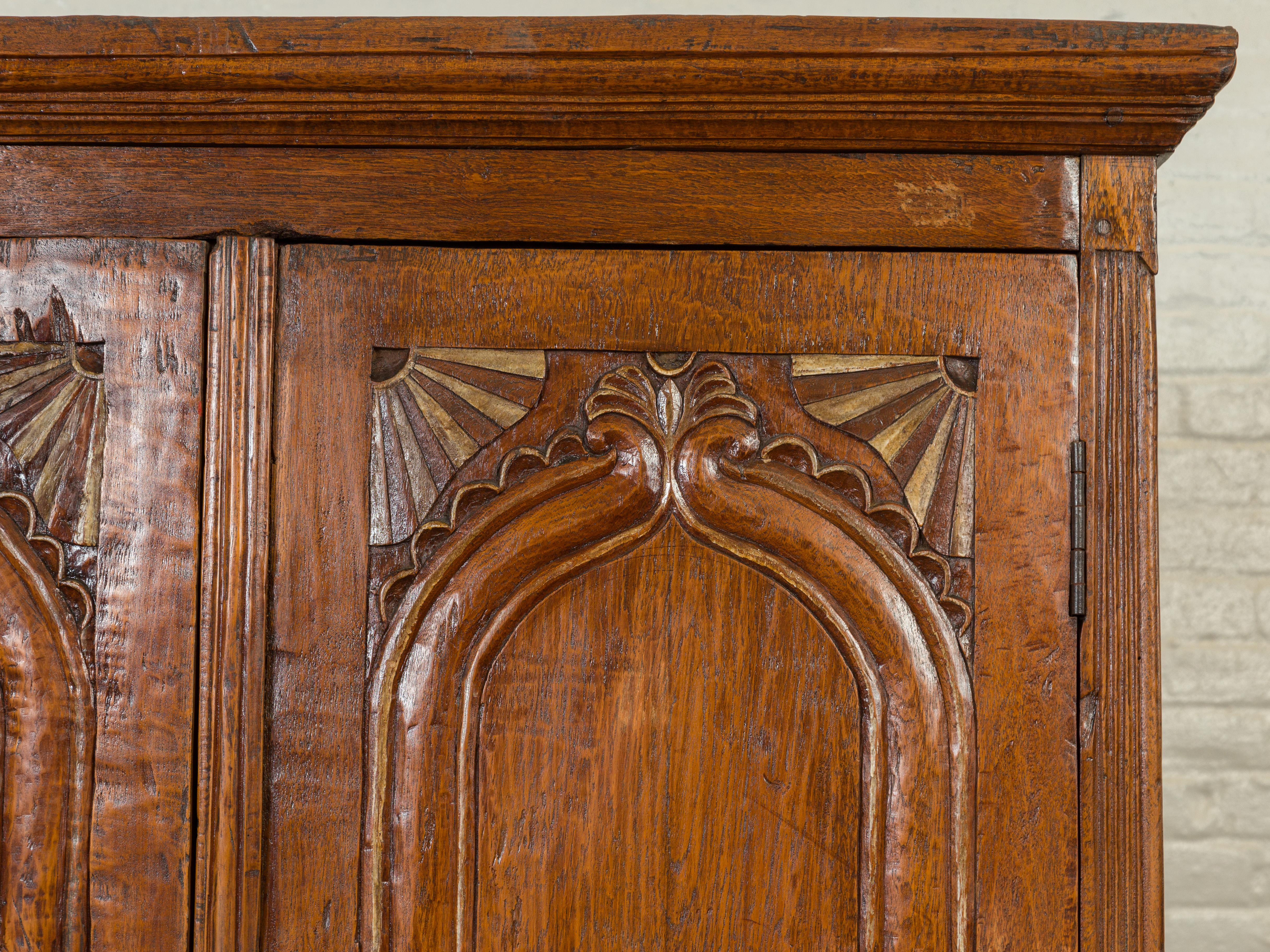 Dutch Colonial Late 19th Century Teak Wood Cabinet with Carved Fan Motifs 2