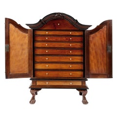 Antique Dutch-Colonial Satin and Rosewood, Ebony and Teak Collectors’ Table-Cabinet