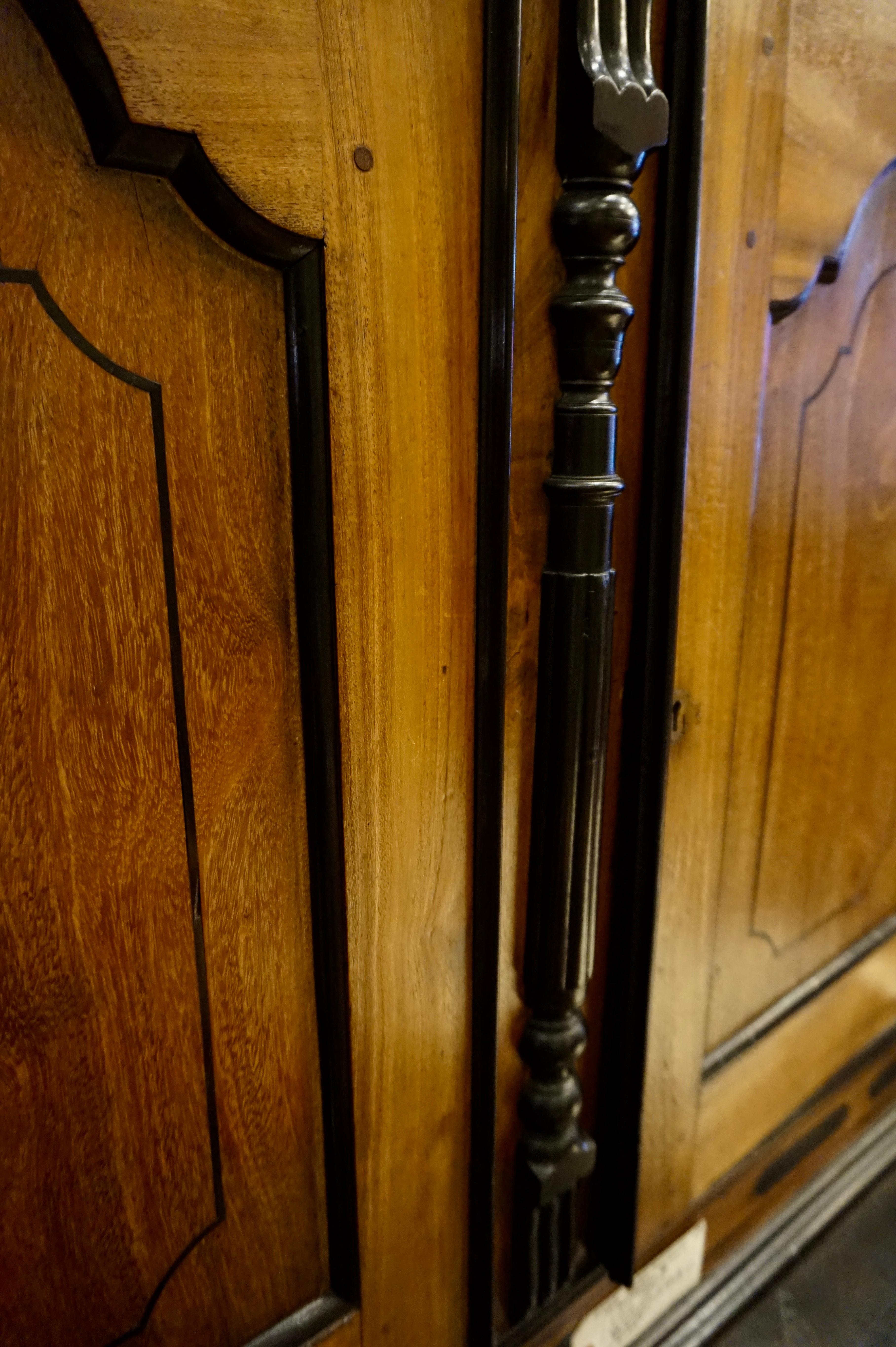 Dutch Colonial Teak and Ebony Separating Cupboard Armoire, Circa 1840, Ceylon  In Good Condition For Sale In Vancouver, British Columbia