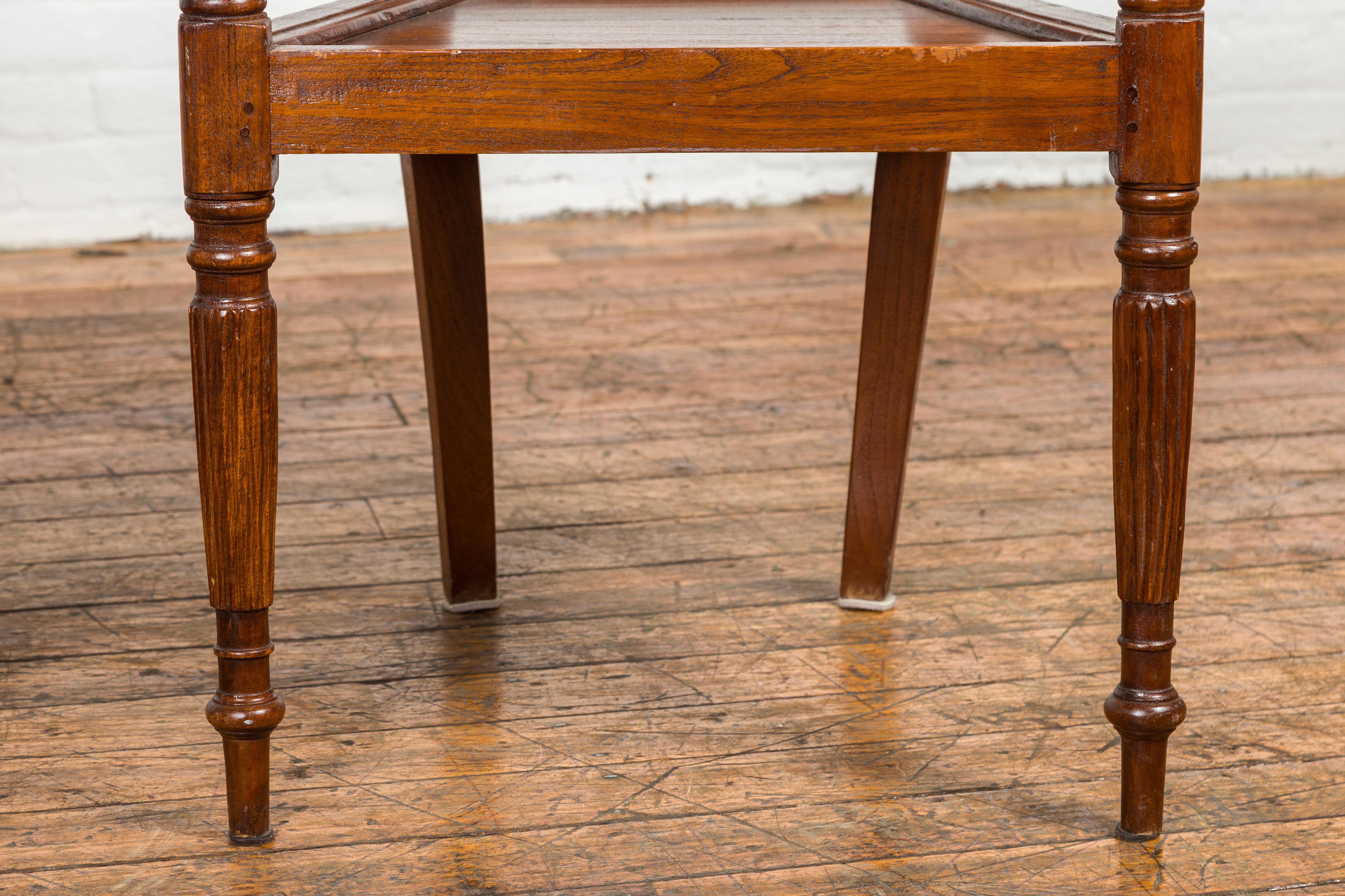 Dutch Colonial Teak Dining Room Chairs with Carved Radiating Backs, Set of Six For Sale 2