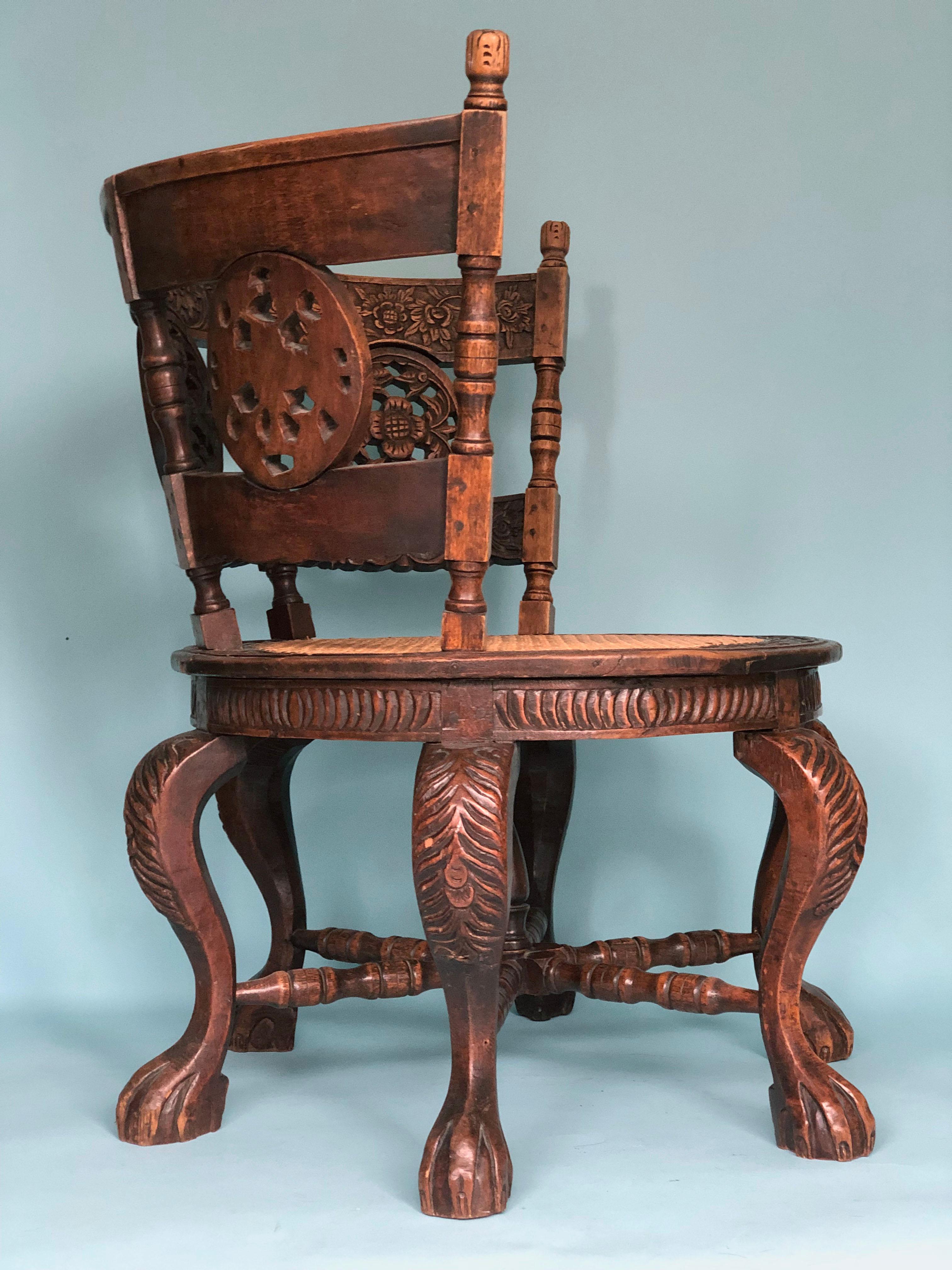 Colonial hollandais Chaise coloniale hollandaise en teck du 19ème siècle en vente