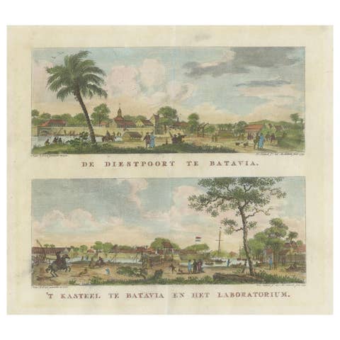 Dutch Colonial Views of Batavia – Diestpoort and Castle with Laboratory, c.1780