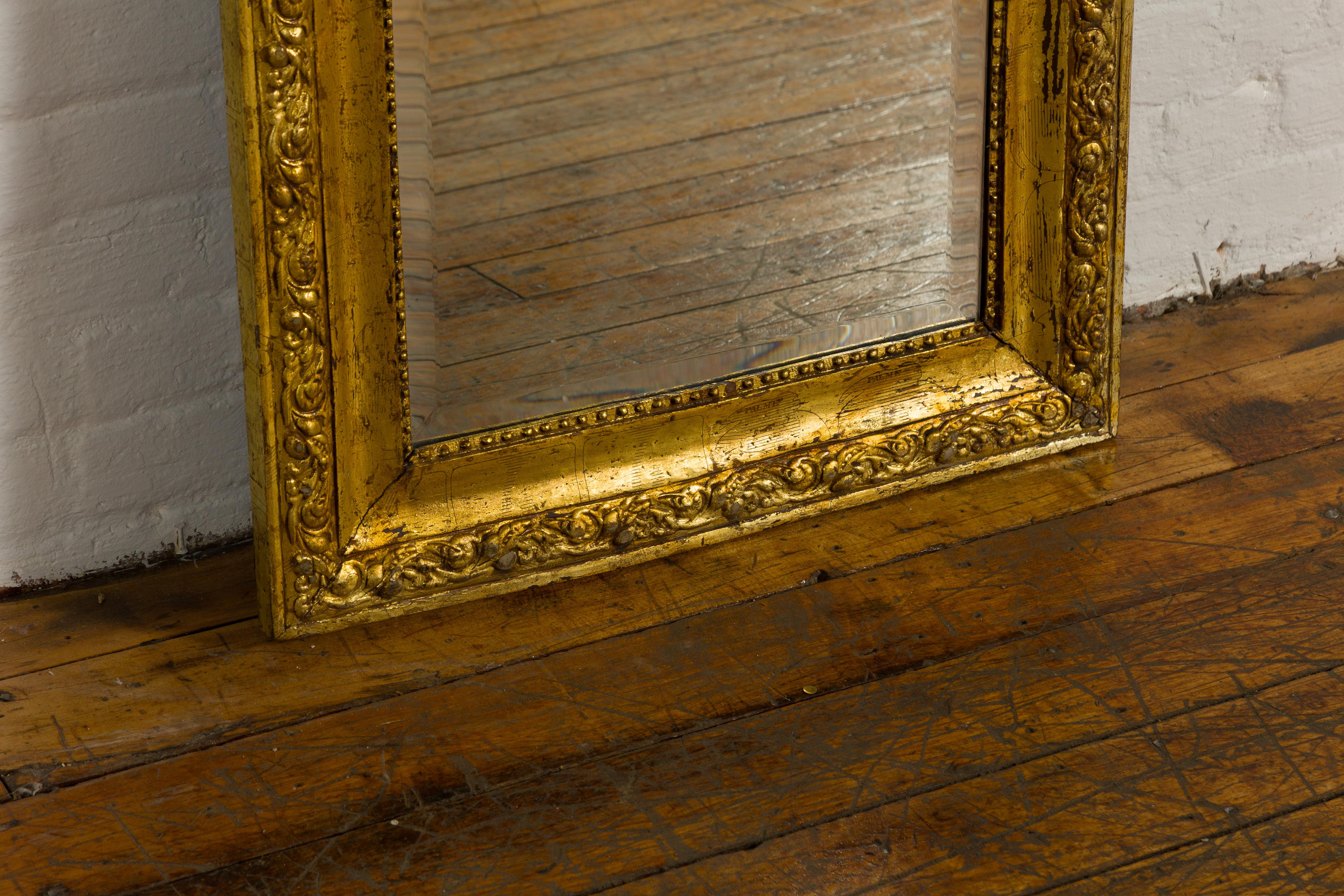 Dutch Colonial Vintage Giltwood Trumeau Mirror with Carved Scrollwork Motifs For Sale 3
