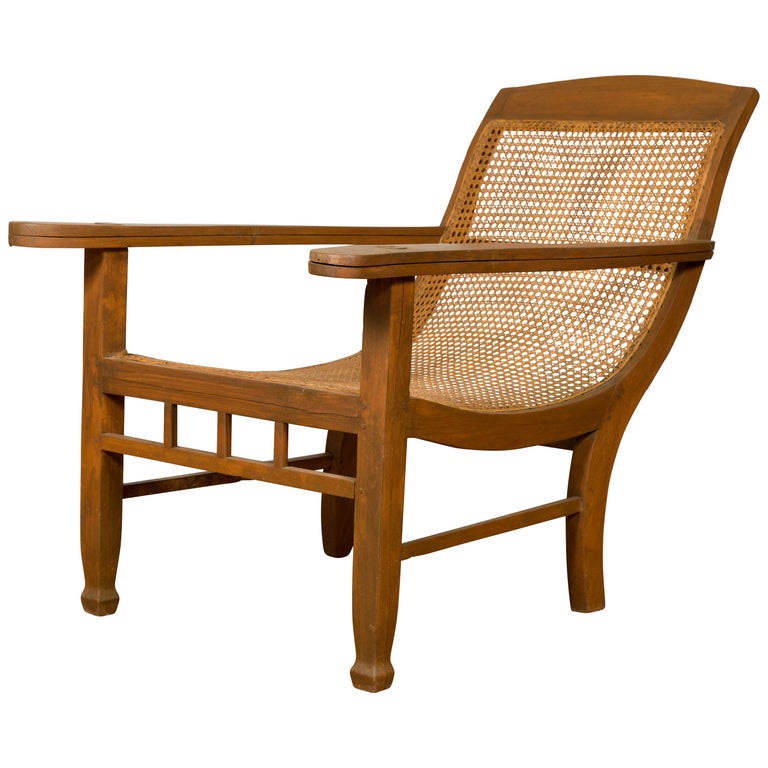 Dutch Colonial Vintage Plantation Lounge Chair With Curving Seat And Rattan At 1stdibs Dutch Colonial Vintage Plantation, Plantation Style Outdoor Furniture