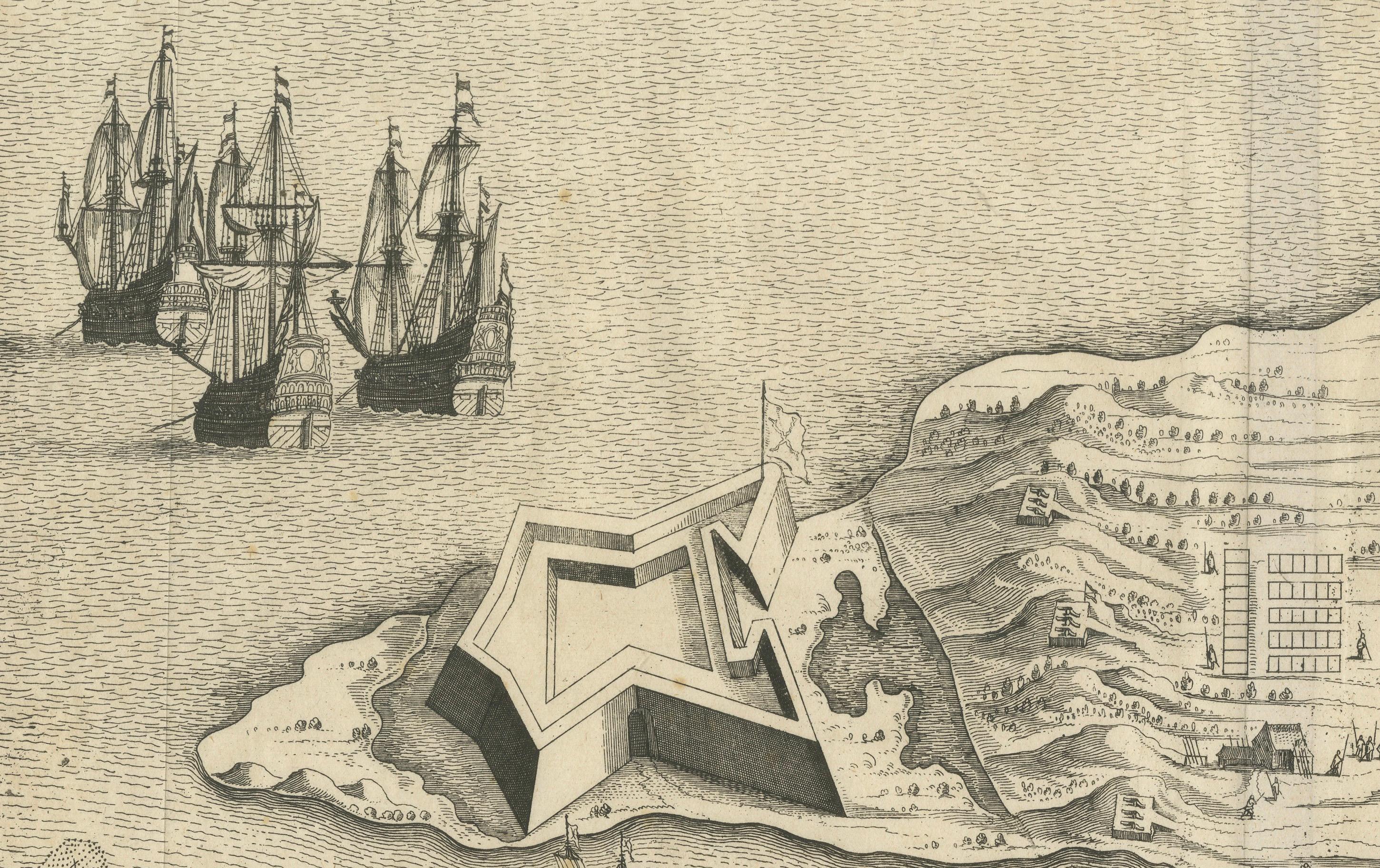 Engraved Dutch Conquest of Rio Grande, Brazil (1633) Under Prince Frederick Hendrick For Sale