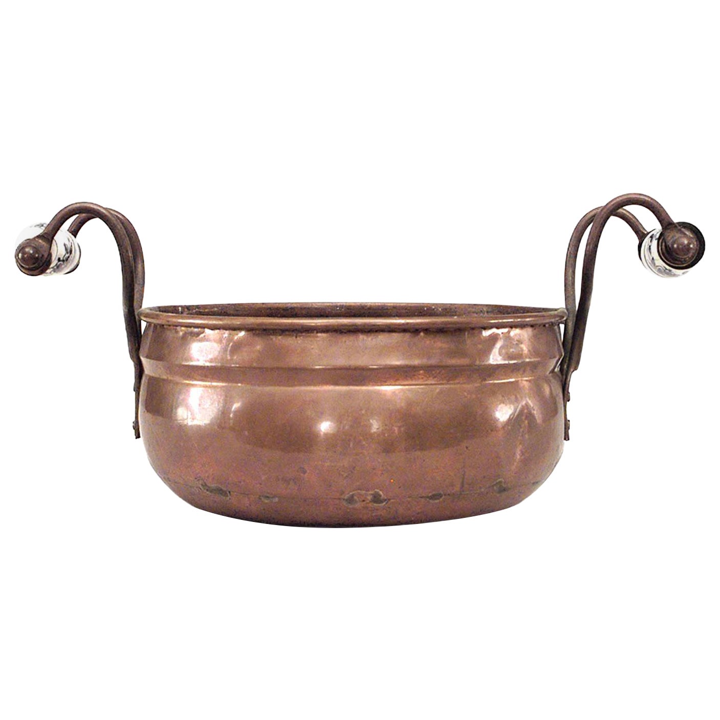 Dutch Copper Pot with Porcelain Handles For Sale